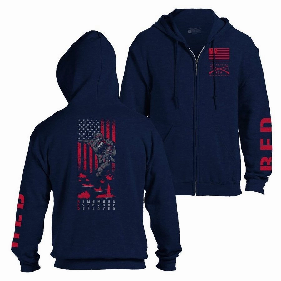 Cozy Essentials RED Friday Full-Zip Hoodie - Navy