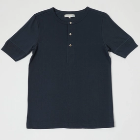 Merz b. Schwanen 207 Short Sleeve Henley - Navy Seasonal Must-Have Relax Trend