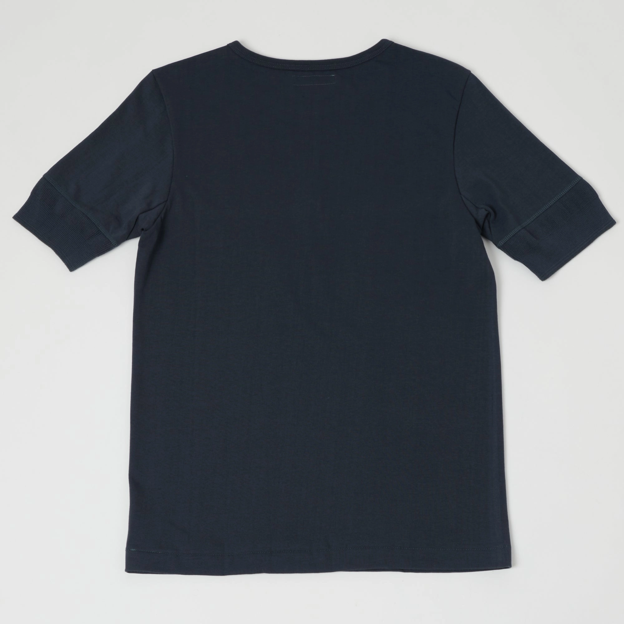 Merz b. Schwanen 207 Short Sleeve Henley - Navy Comfy Stretch Fit Timeless Style