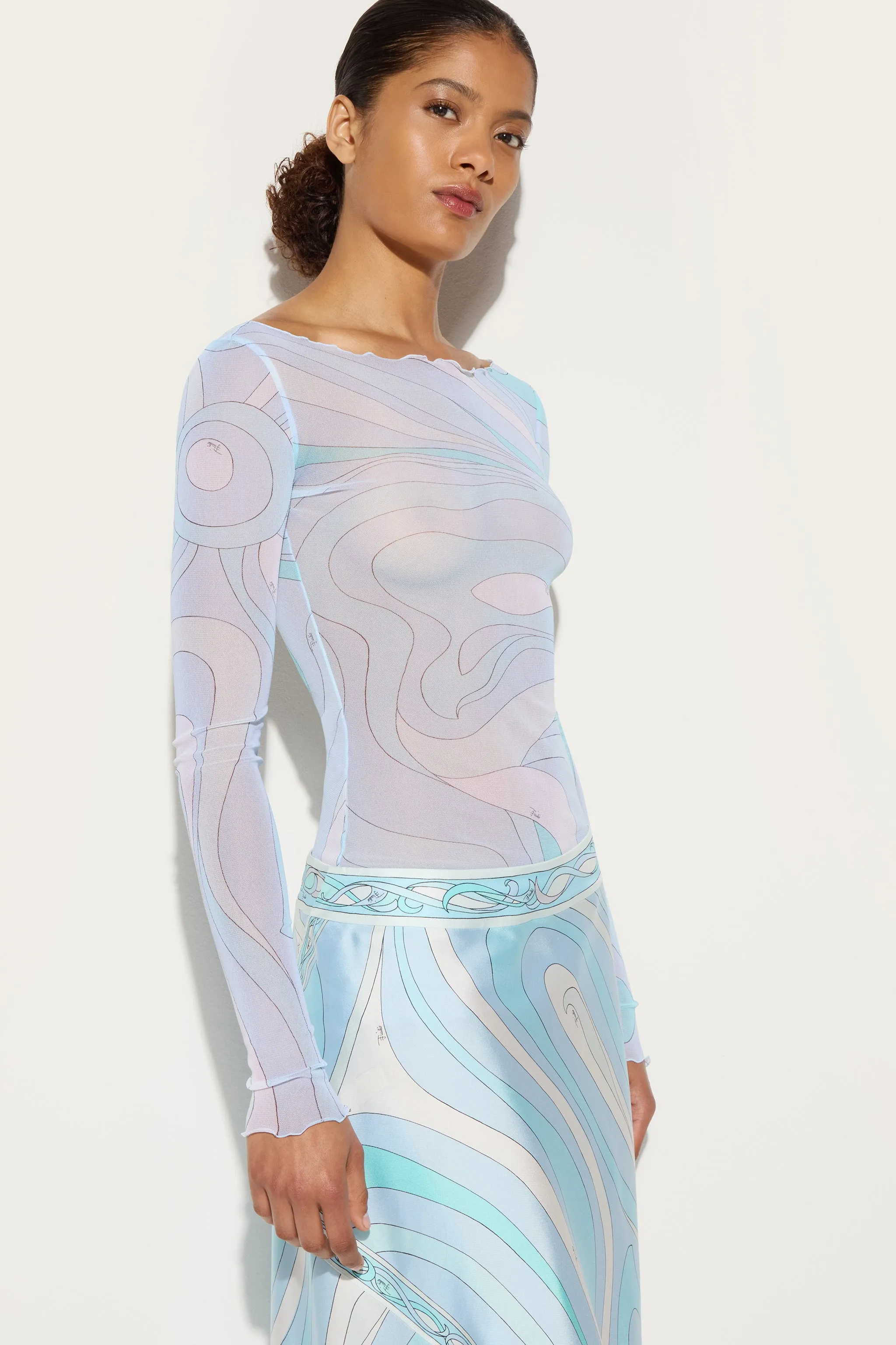 Tulle Top with Boat Neck Petite Option