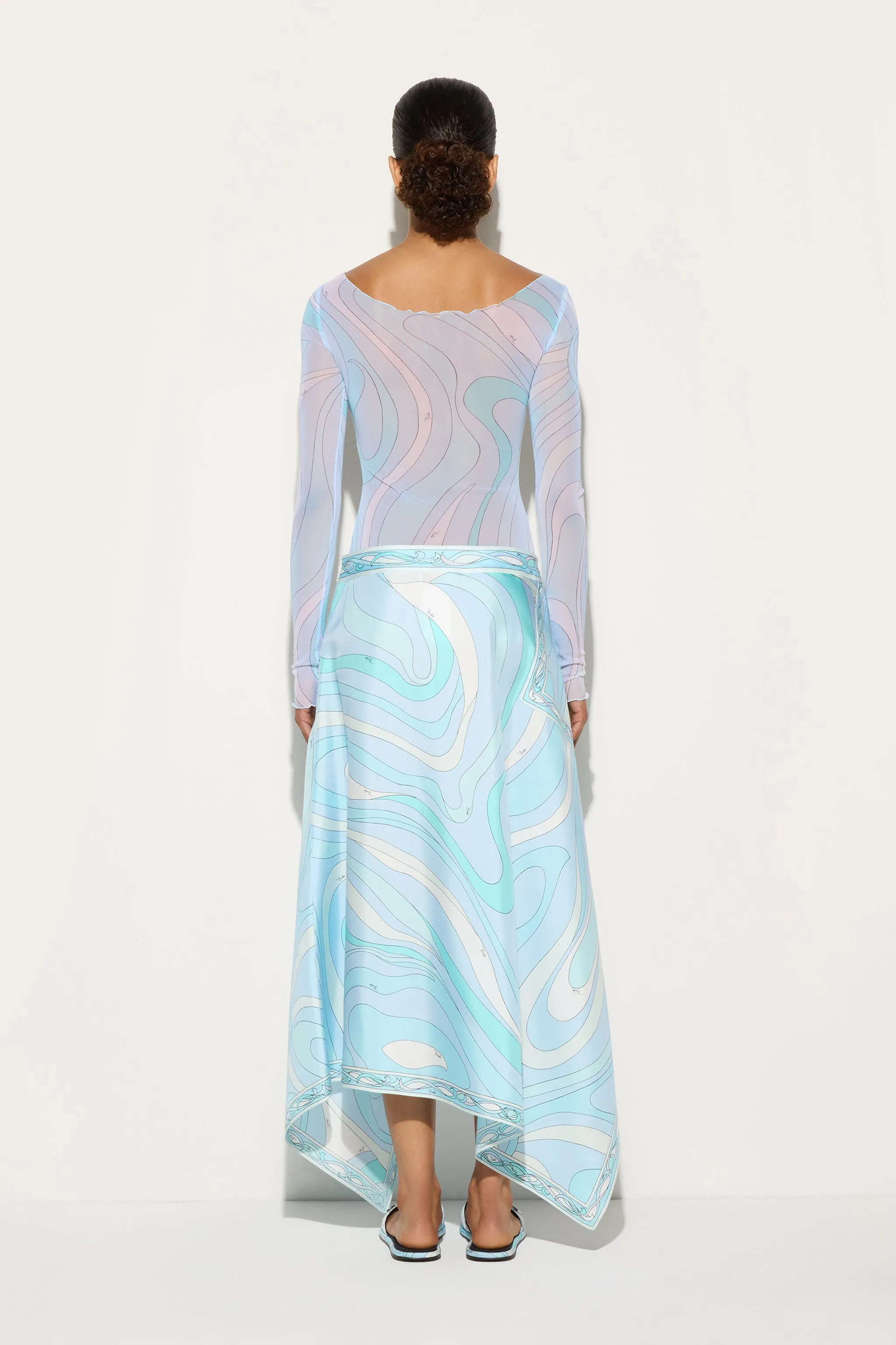 Neutral Shade Minimalist Aesthetic Tulle Top with Boat Neck