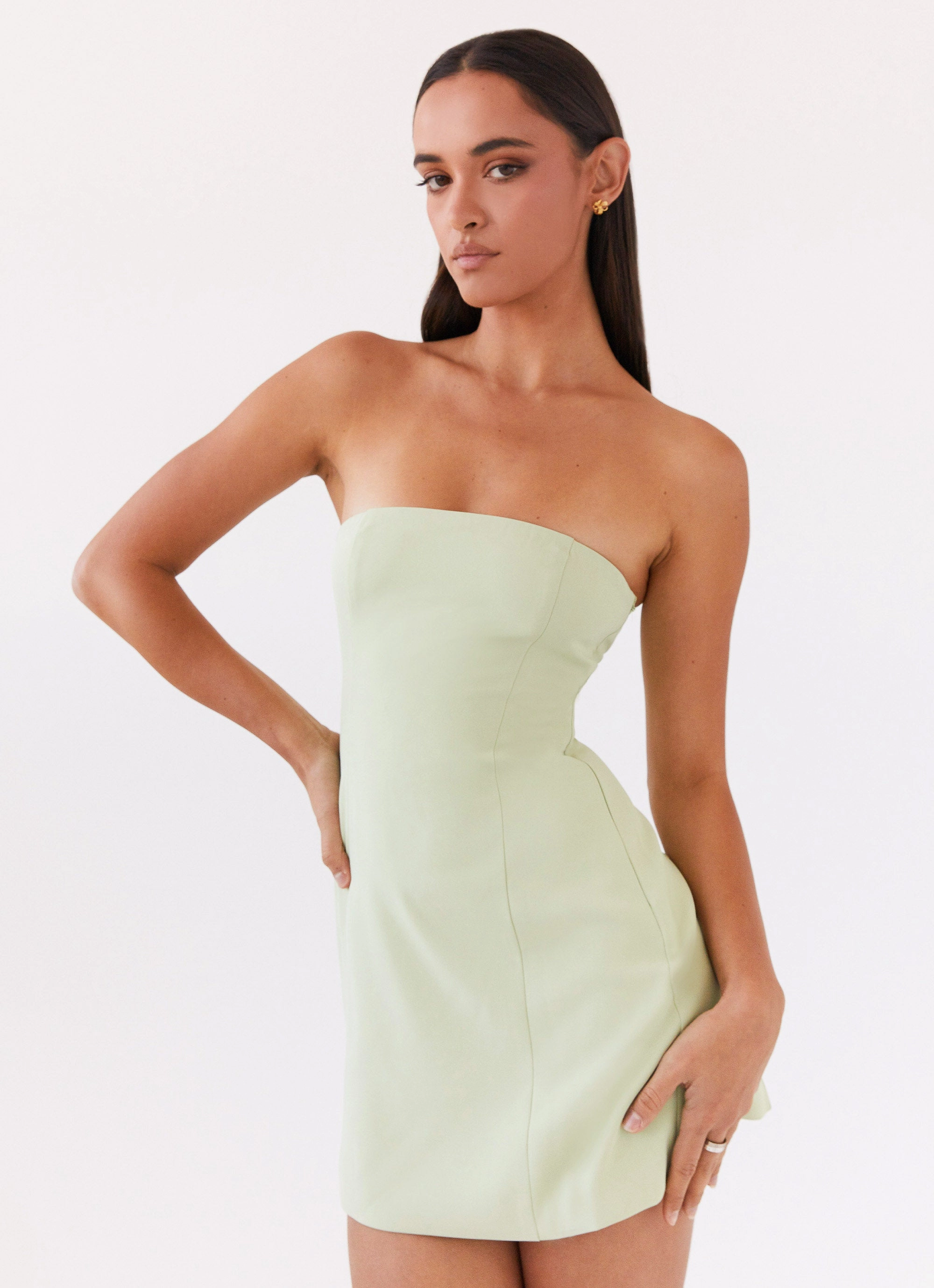 Bloom Zone Ayanna Strapless Mini Dress - Green Zest
