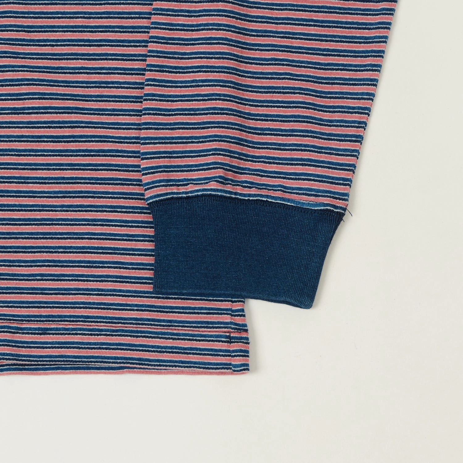 Classic Color Beams Plus Long Sleeve Stripe Pocket T-Shirt - Indigo/Red