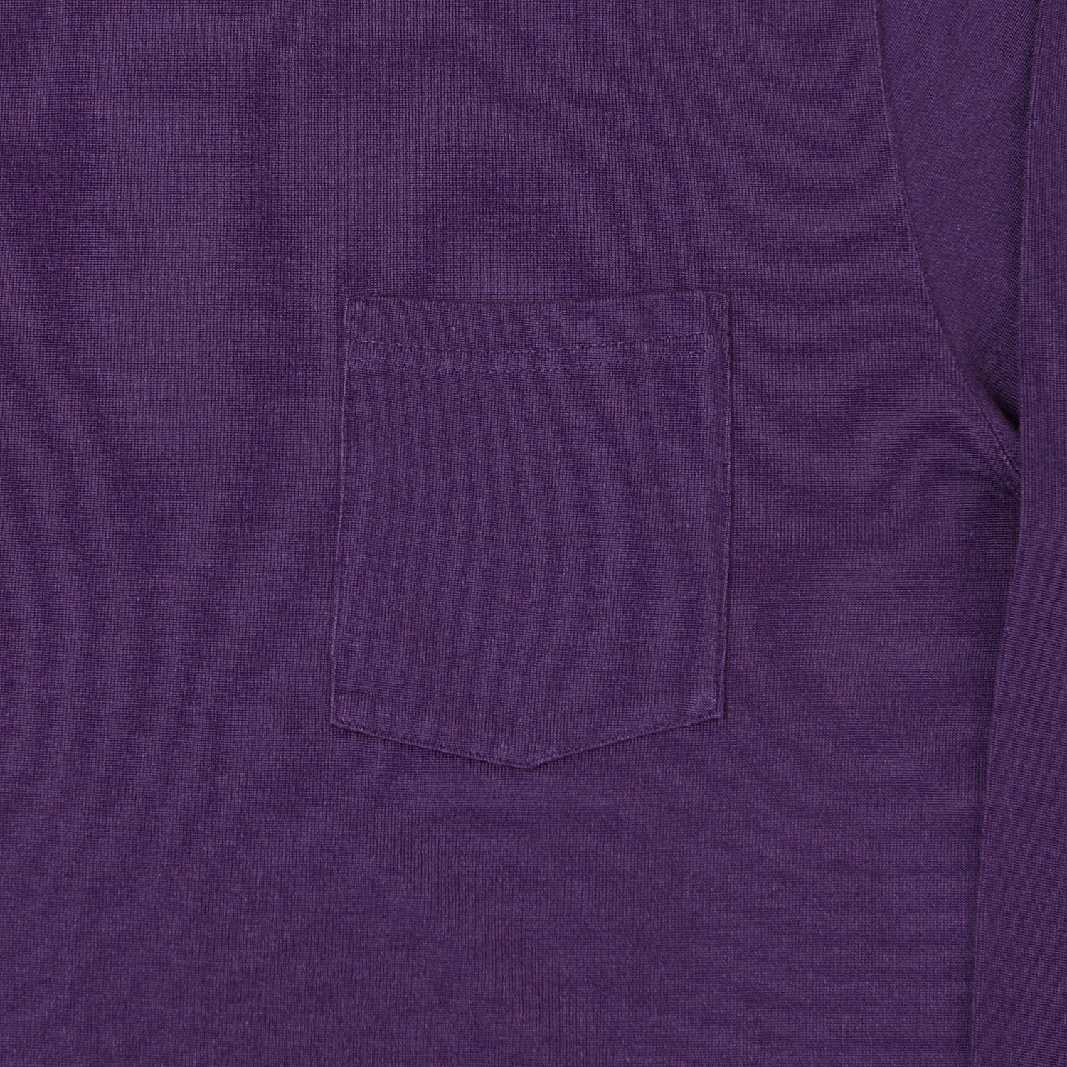 Flexible Ribbed Cuffs Beams Plus Two Tone Rayon Long Sleeve Pocket T-Shirt - Purple