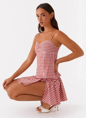 Relaxed Fit Bellamy Top - Red Gingham