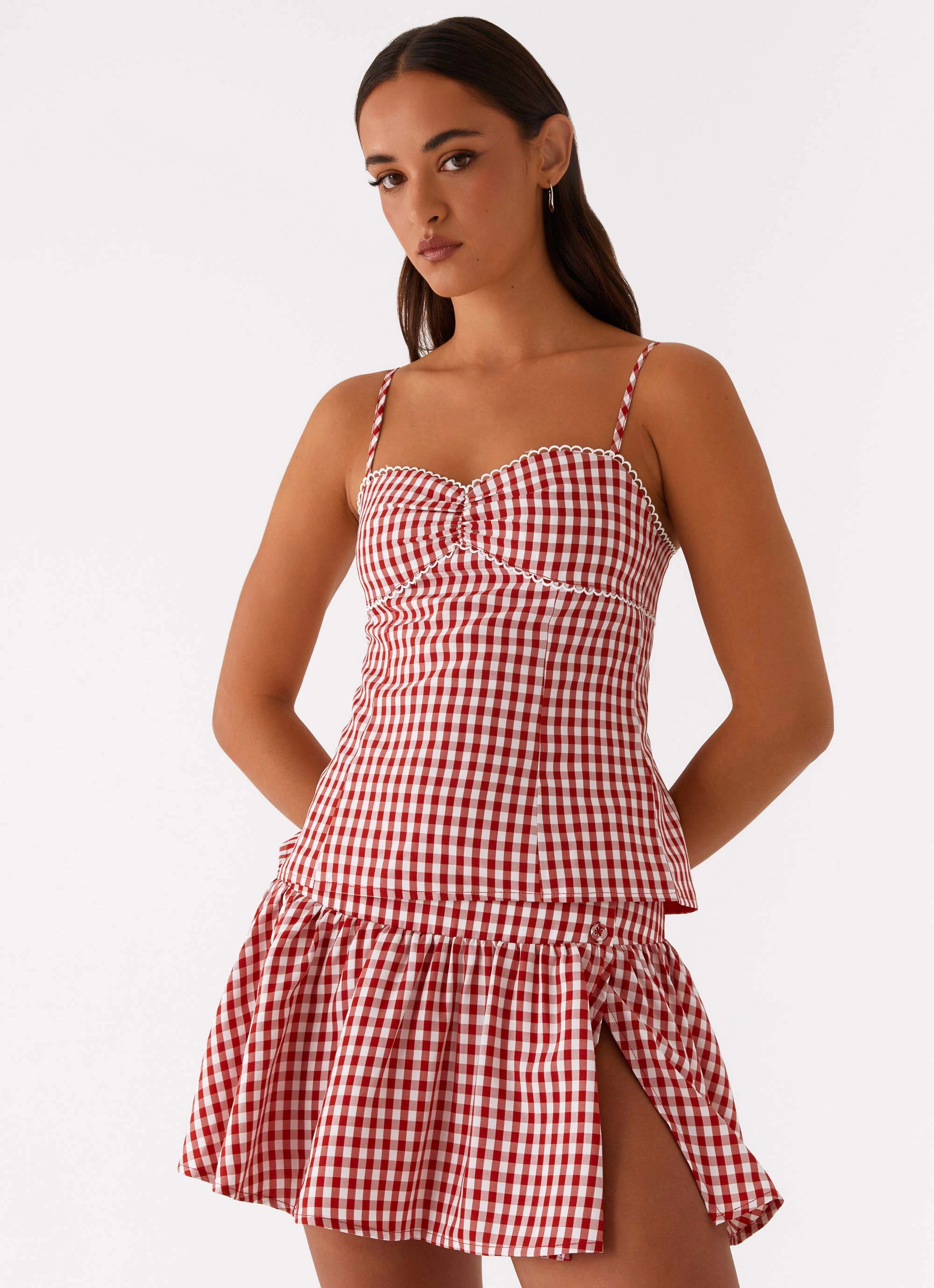 Bellamy Top - Red Gingham All-season