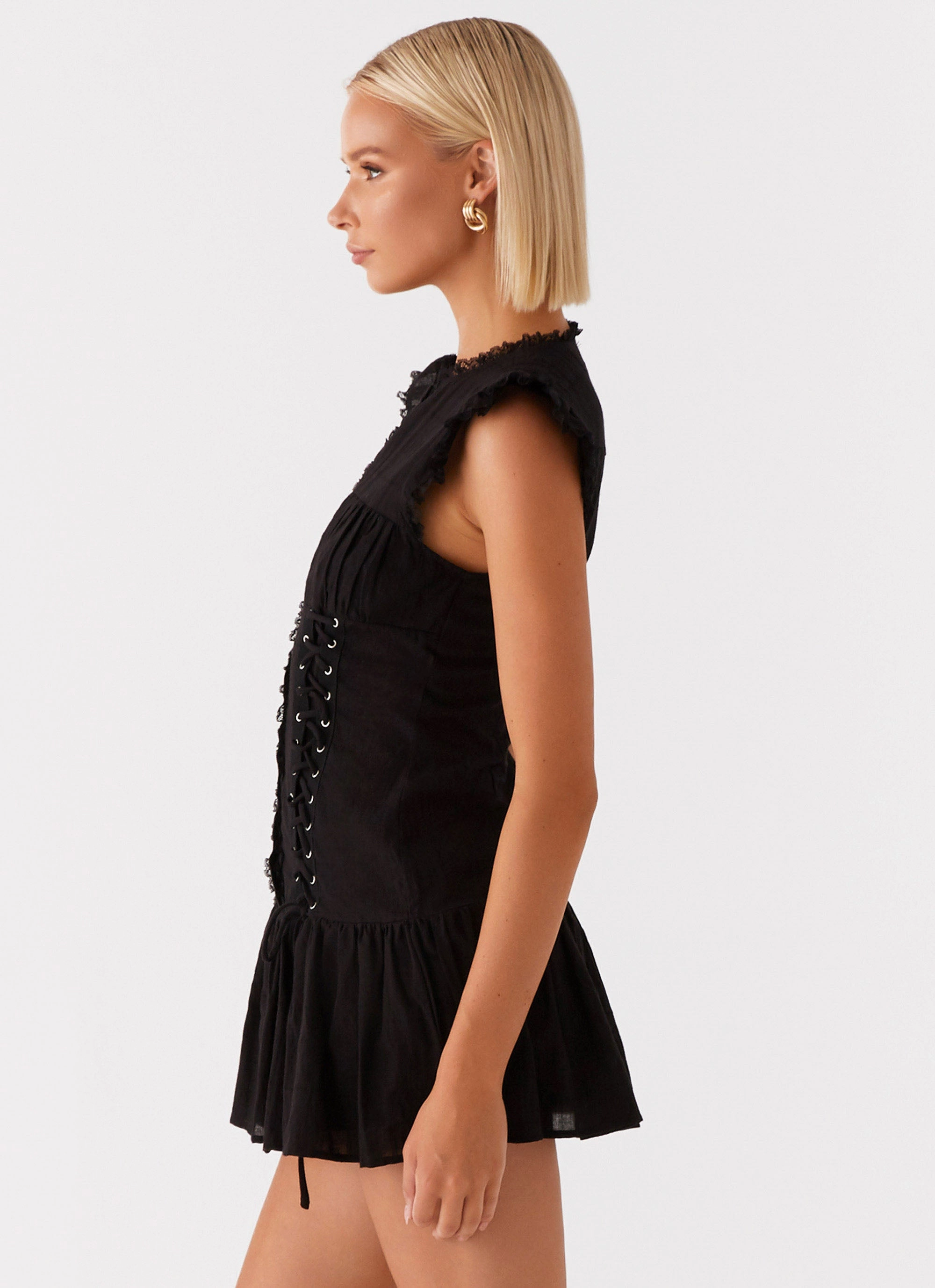 Beside Me Mini Dress - Black Chic Comfort Look Wave Soft