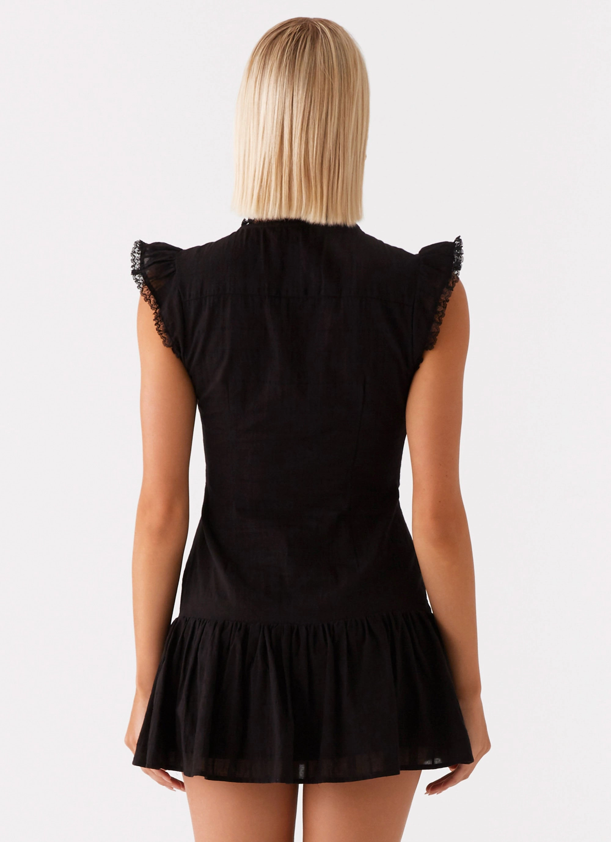 Button-Cuff Curvy Glam Beside Me Mini Dress - Black