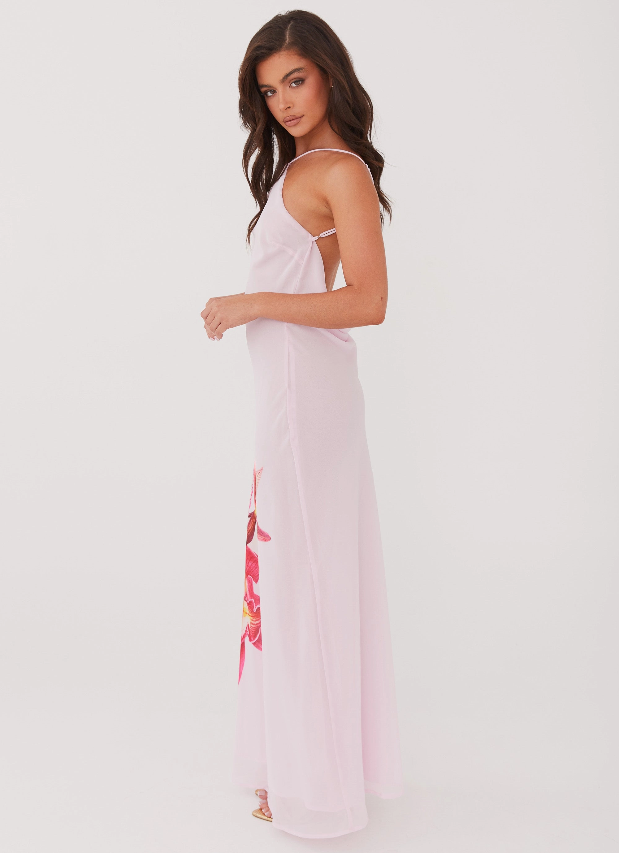 TemperatureRegulatingFabric Hook-And-Eye Blossom Hearts Maxi Dress - Pink Peony