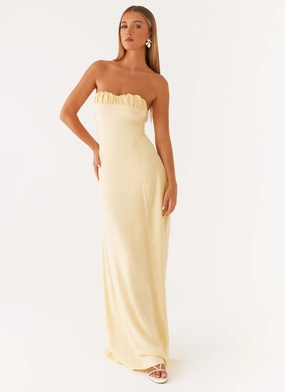 Tayla Linen Maxi Dress - Yellow Soft Neutral Relaxed Comfort Look
