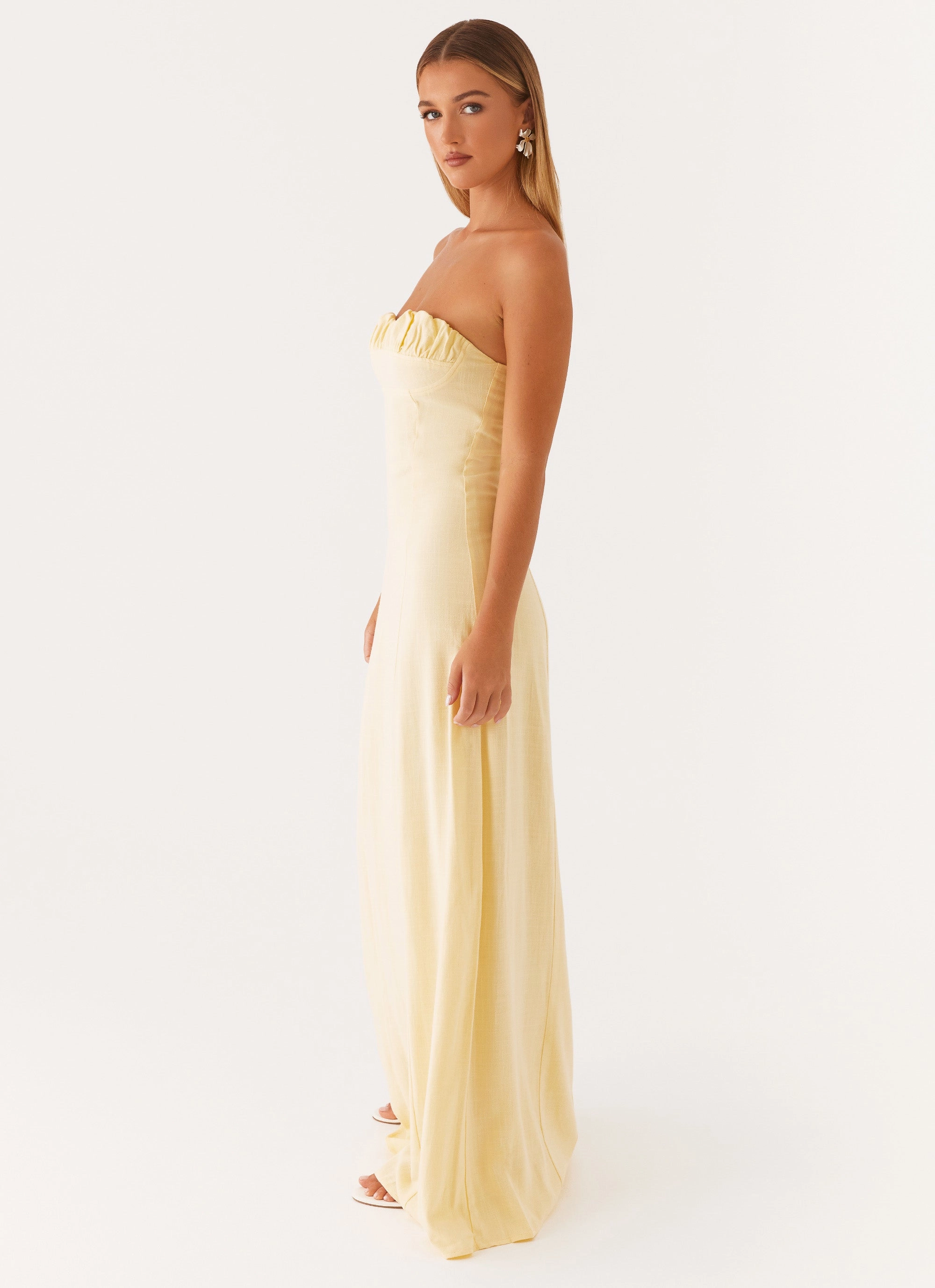 Free Shape Daily Go Tayla Linen Maxi Dress - Yellow