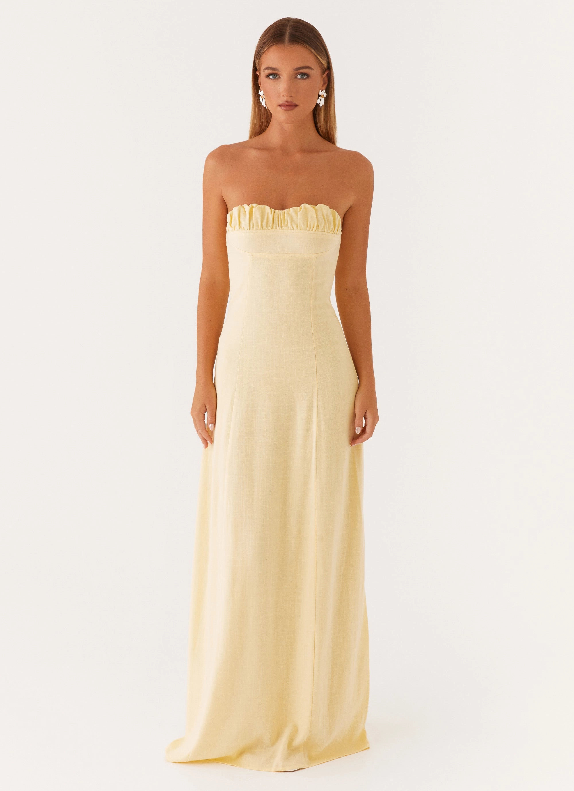 Tayla Linen Maxi Dress - Yellow Flexible Fit