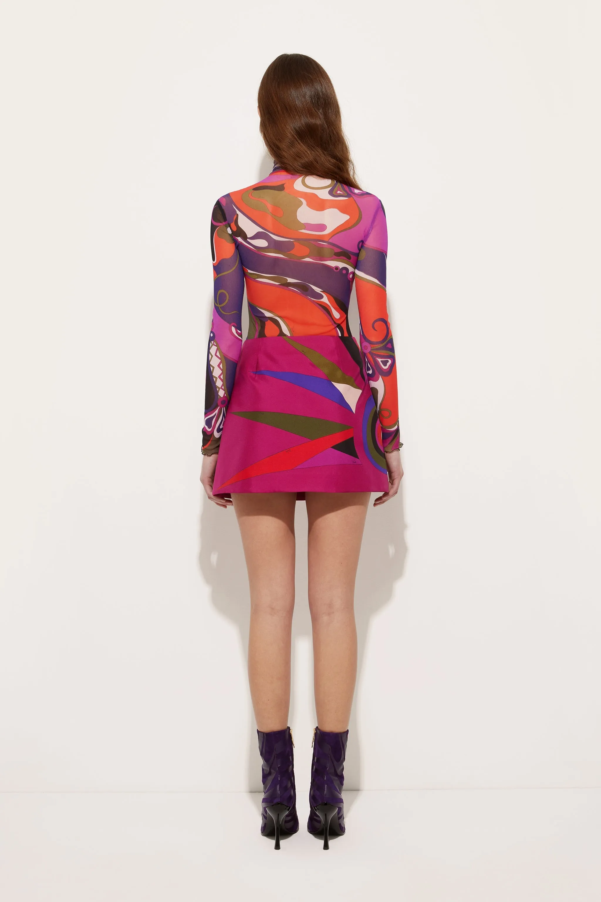 Orchidee Print Tulle Top High-Quality Fabric