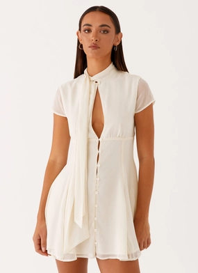 Karling Mini Dress - Ivory Effortless Touch Minimal Detail