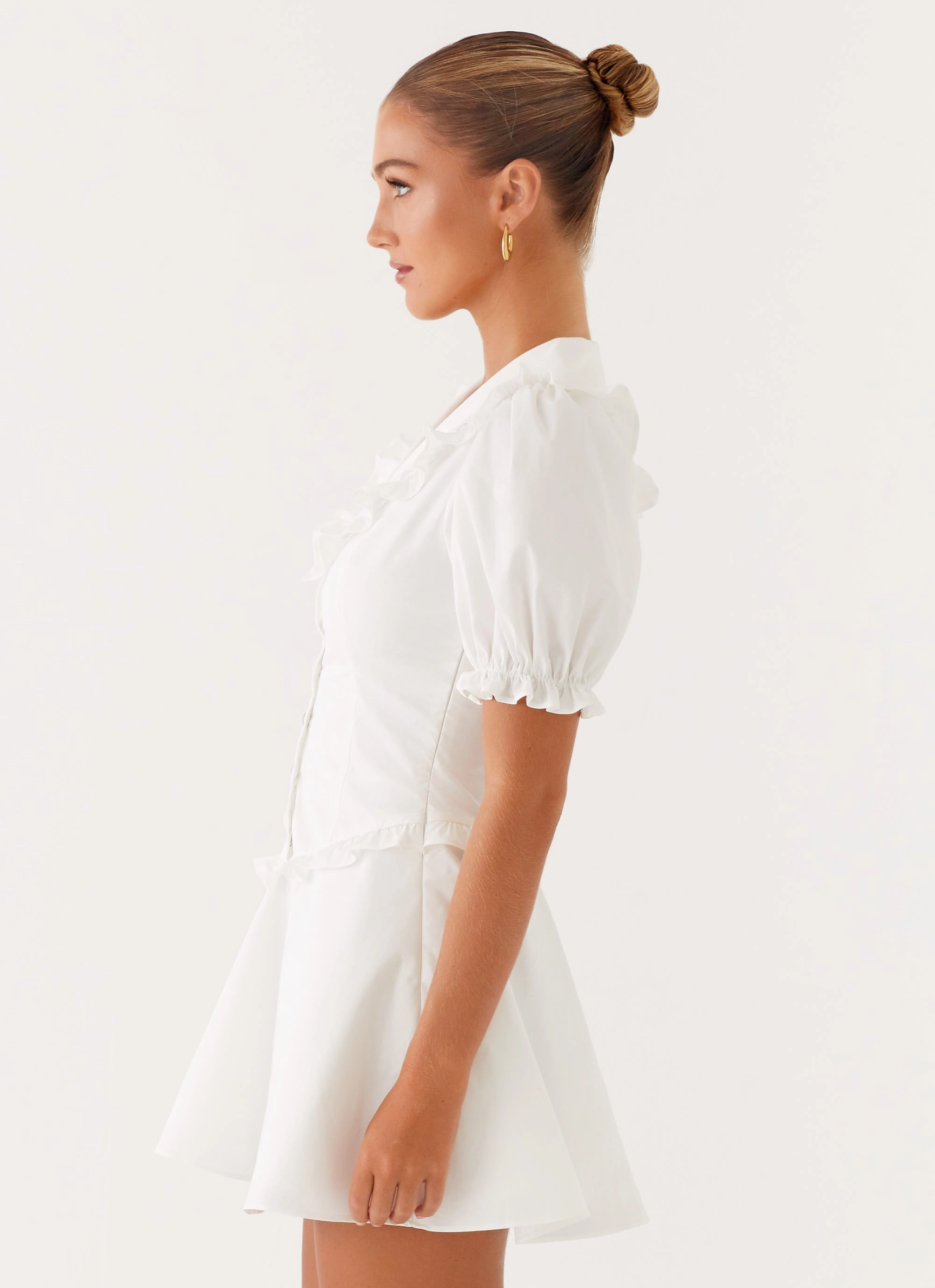 Seana Mini Dress - White Relaxed work dress Style focused