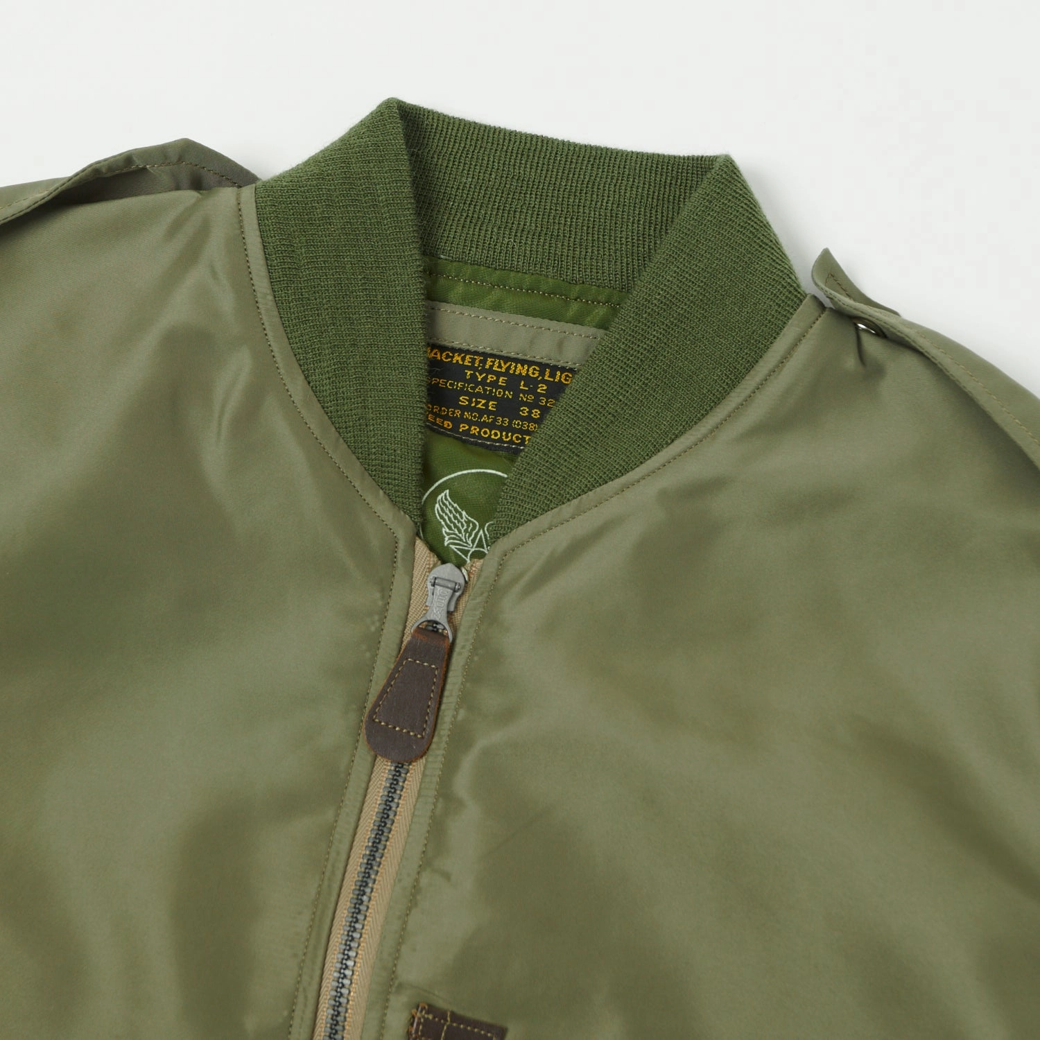 Double Layer Design Fashion Shield Buzz Rickson's L-2 'Reed Products Inc.' Flight Jacket - Olive Drab