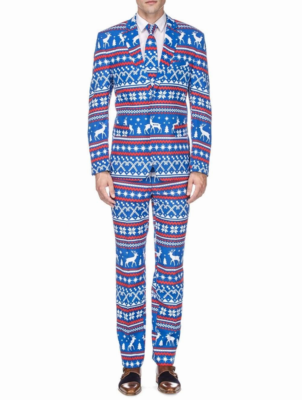 Braveman Men's Classic Fit Ugly Christmas Suits with Matching Tie Comfort Layer Wear