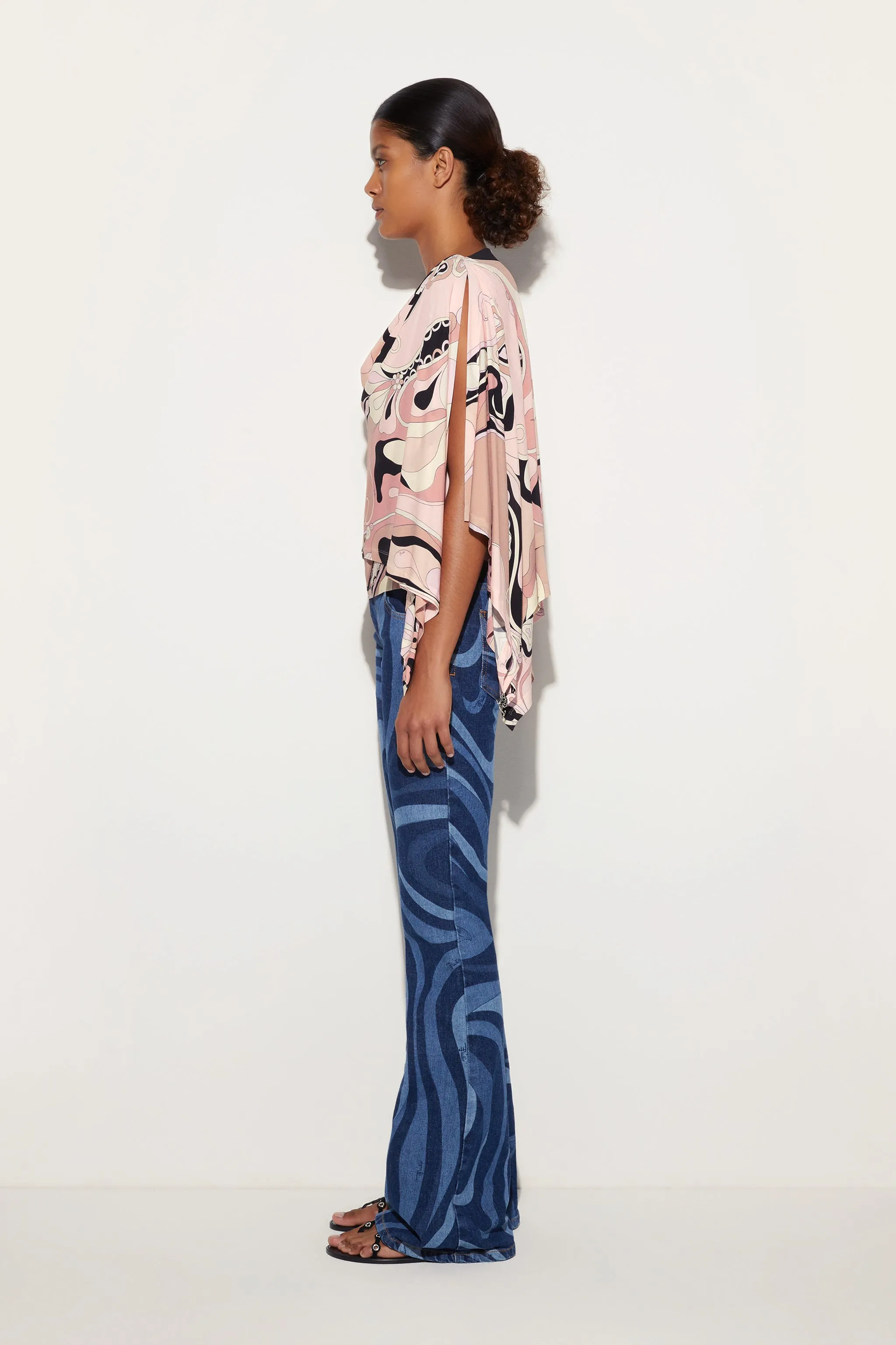 UV Protective Coating Pocket Detail Orchidee Draped Sleeves Top