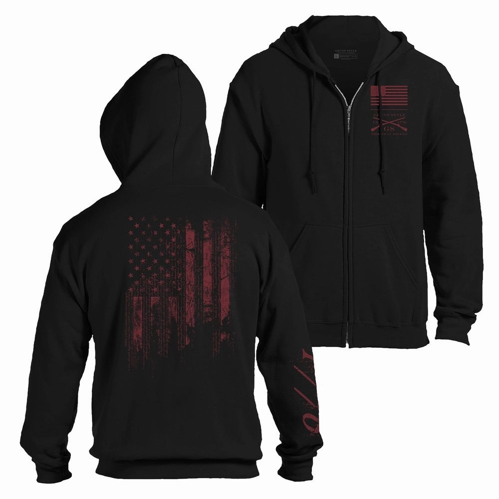 Performance Ready 1776 Flag Full-Zip Hoodie - Black
