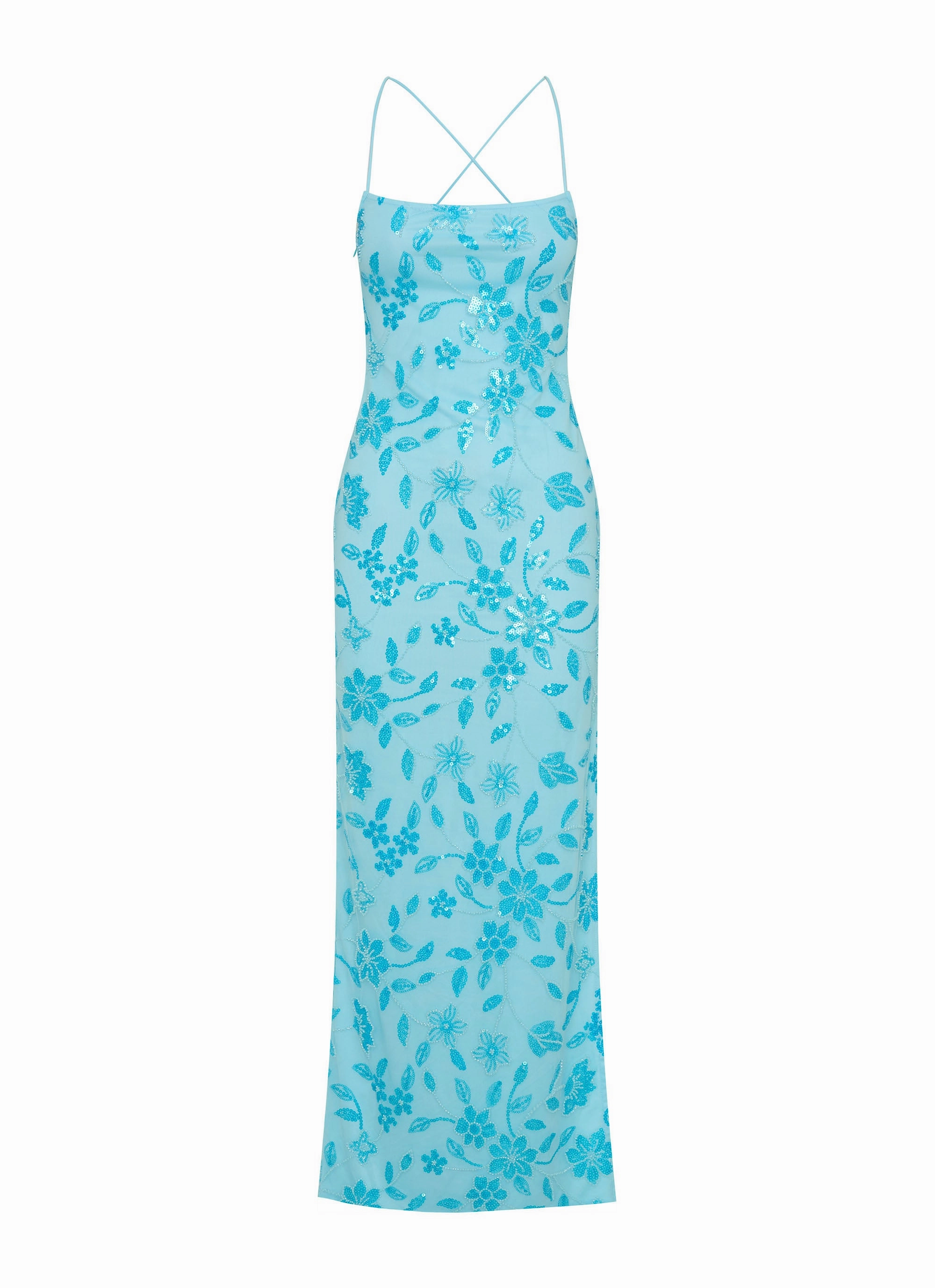 Bright Lights Beaded Maxi Dress - Blue Everyday-Use Cool Palette
