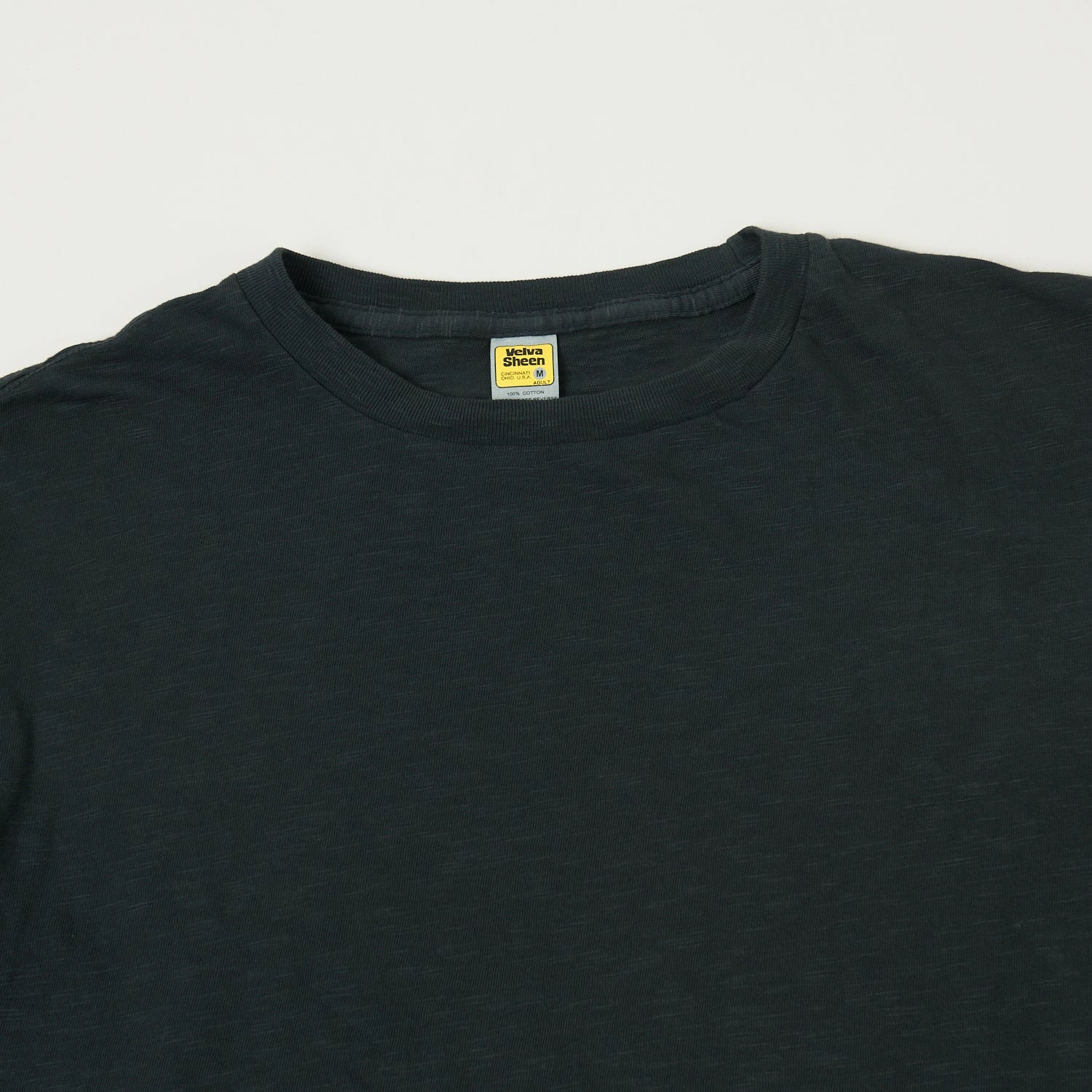 Velva Sheen Rolled Crew Neck T-Shirt - Black Cool Layering Sleek Layer