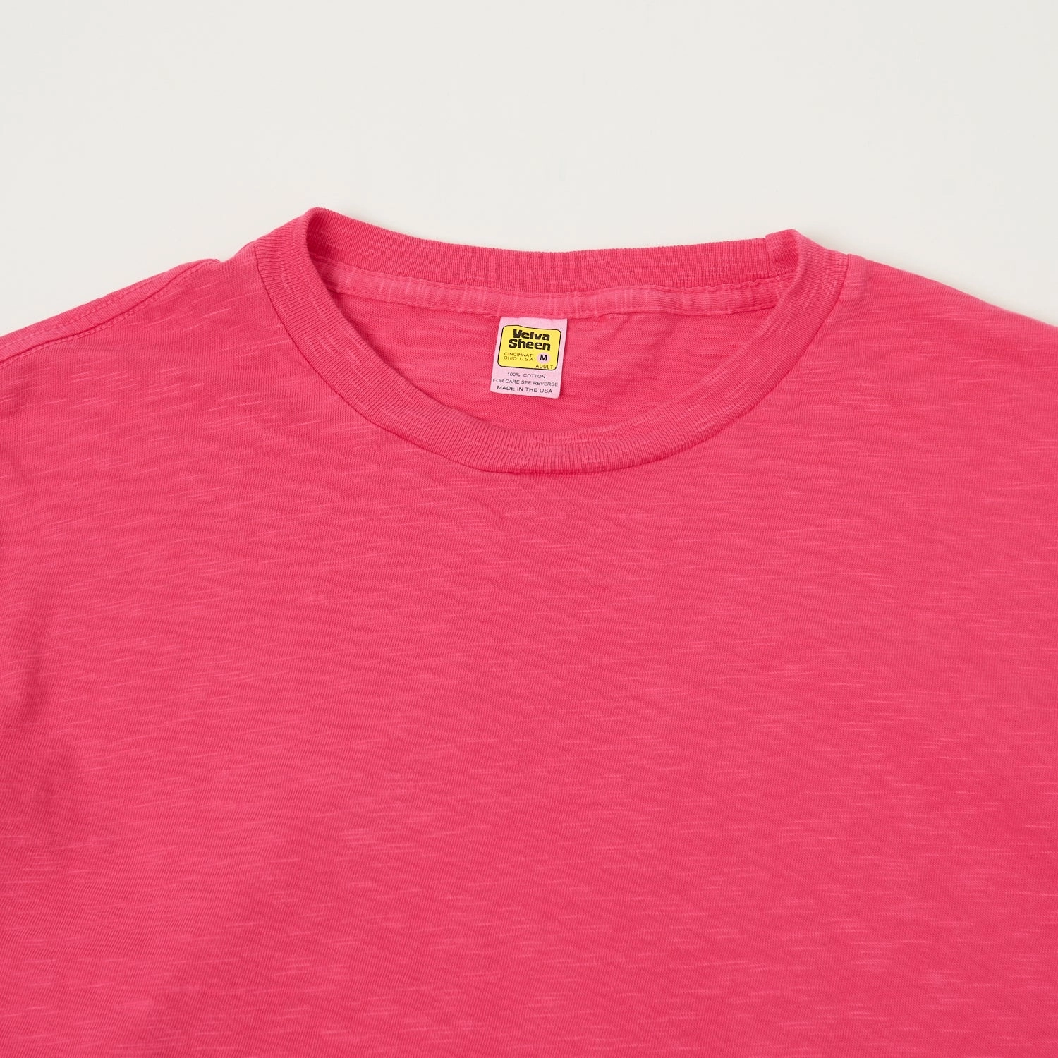 Flexible Collar Velva Sheen Rolled Crew Neck T-Shirt - Pink