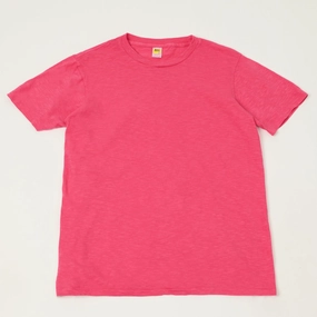Velva Sheen Rolled Crew Neck T-Shirt - Pink Classic Style Trend Minimalist Wear