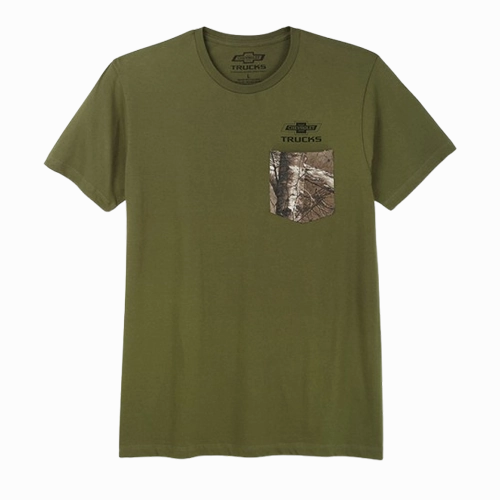 Athletic and Cool Chevrolet Trucks 100th Camo Pocket T-Shirt
