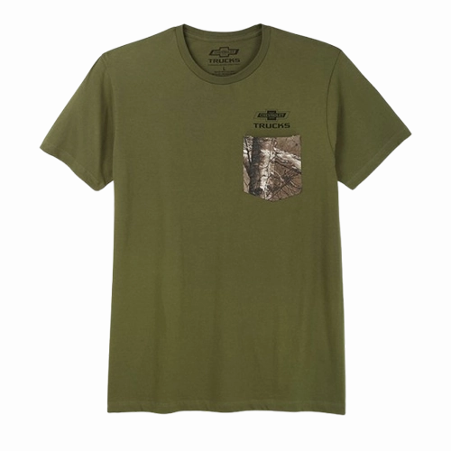 Chevrolet Trucks 100th Camo Pocket T-Shirt Flexible Neckband Travel Trend Look