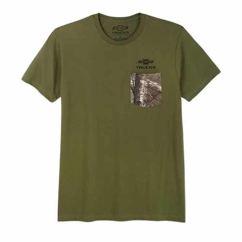 Chevrolet Trucks 100th Camo Pocket T-Shirt Durable Stitching Hygroscopic Fiber