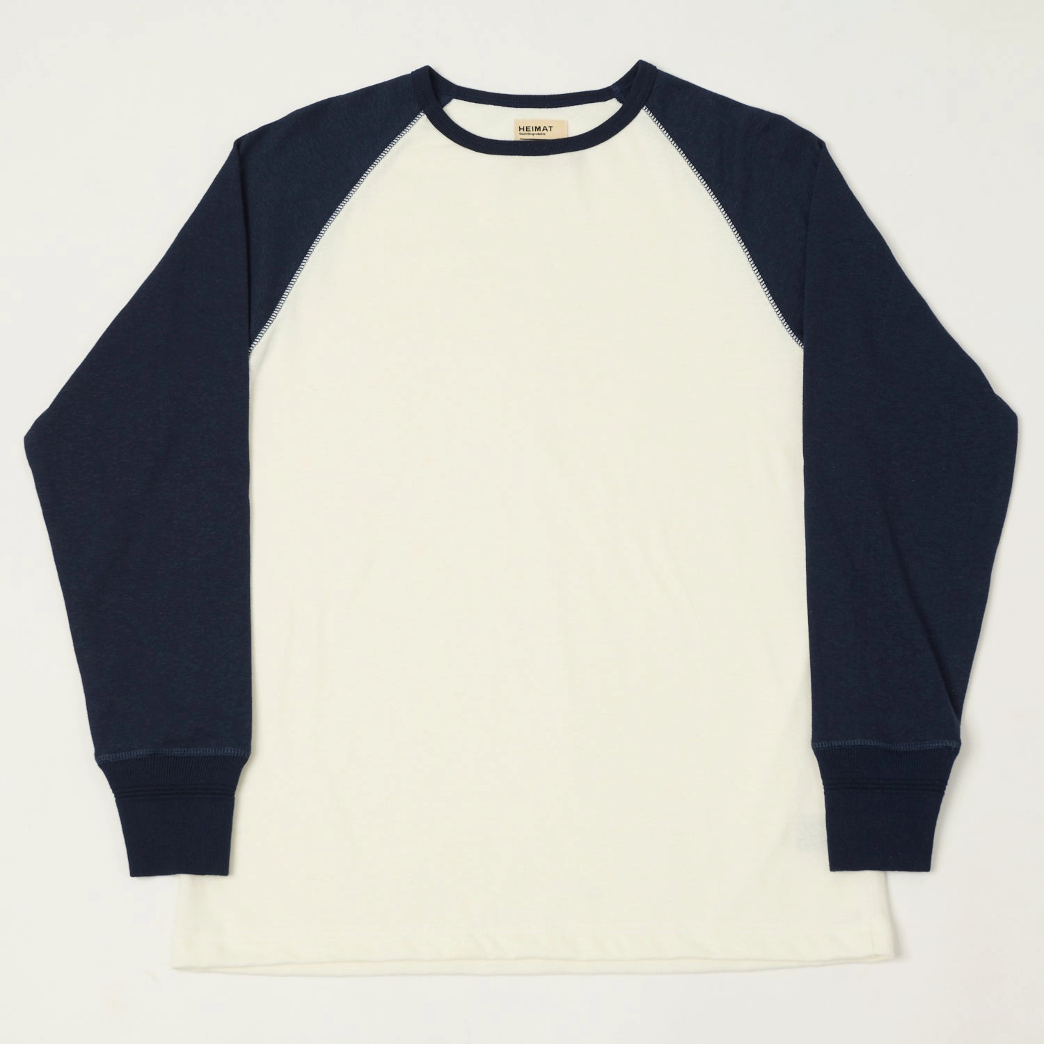 Comfort Design QuickDry Material Heimat Cotton Hemp Contrast Sleeve T-Shirt - White/Ink