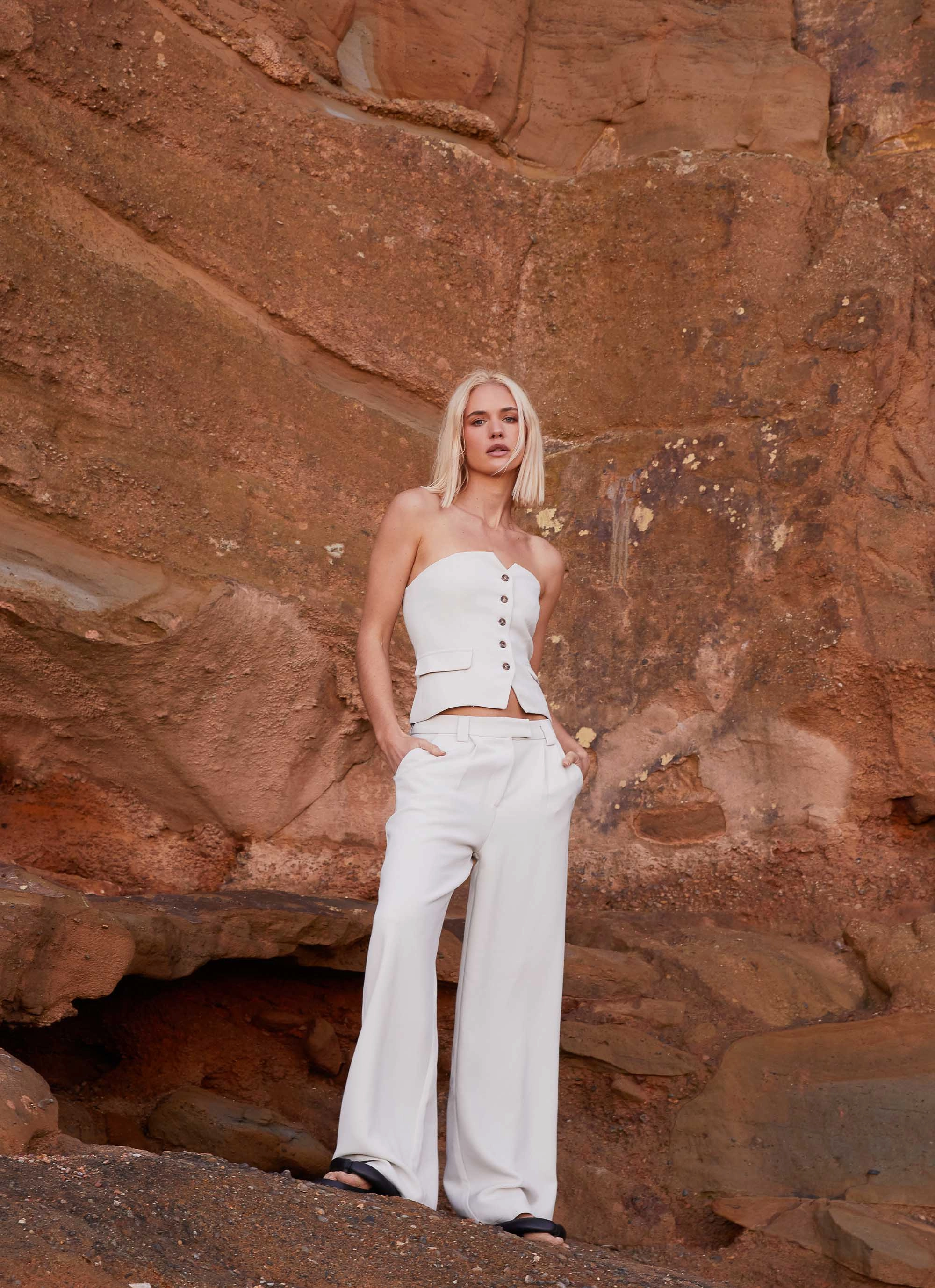 Brianna Strapless Top - Pebble Dreamy Texture Chill Piece