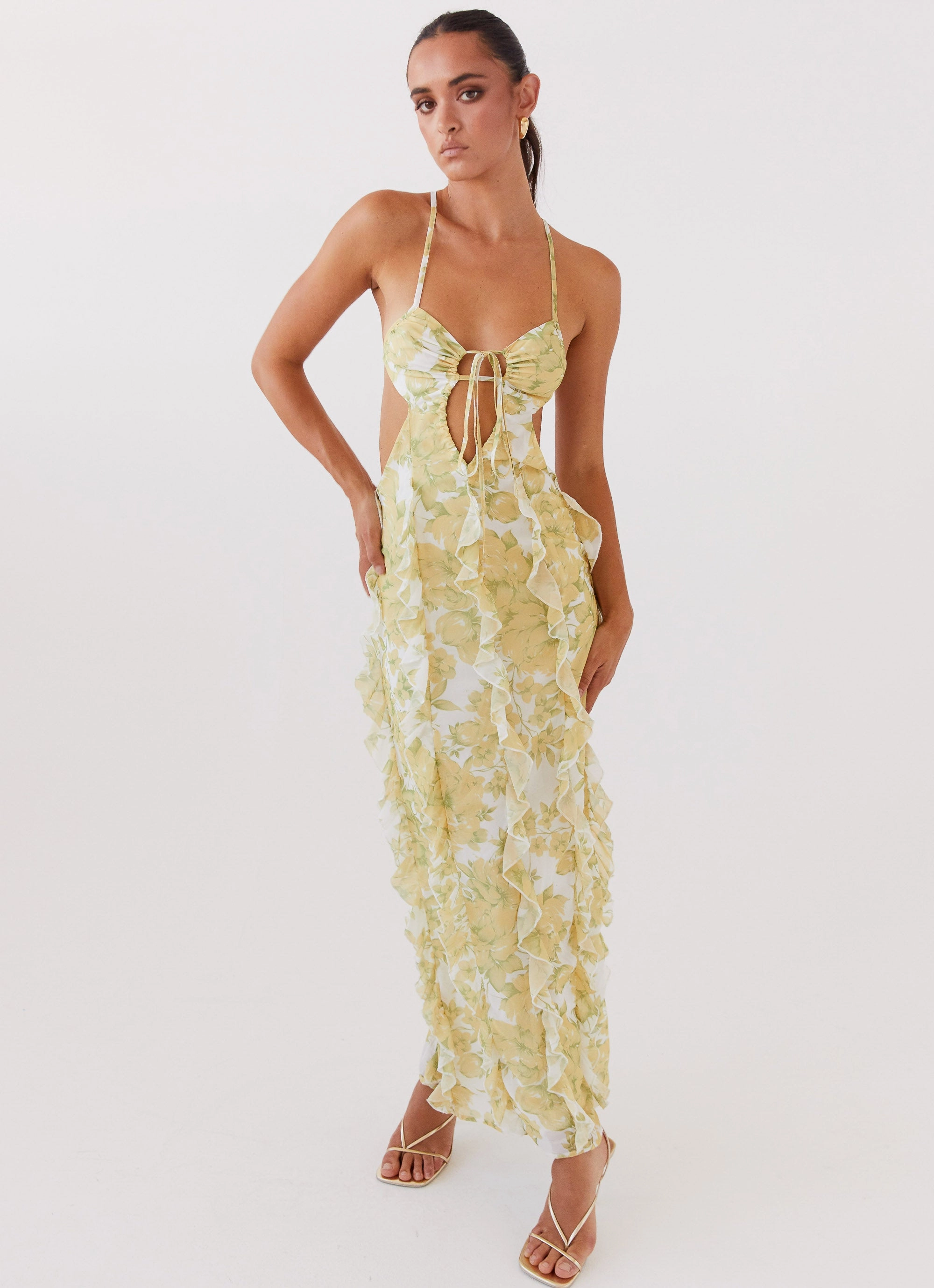 Fashion Layers Sunset Kisses Ruffle Maxi Dress - Daffodil
