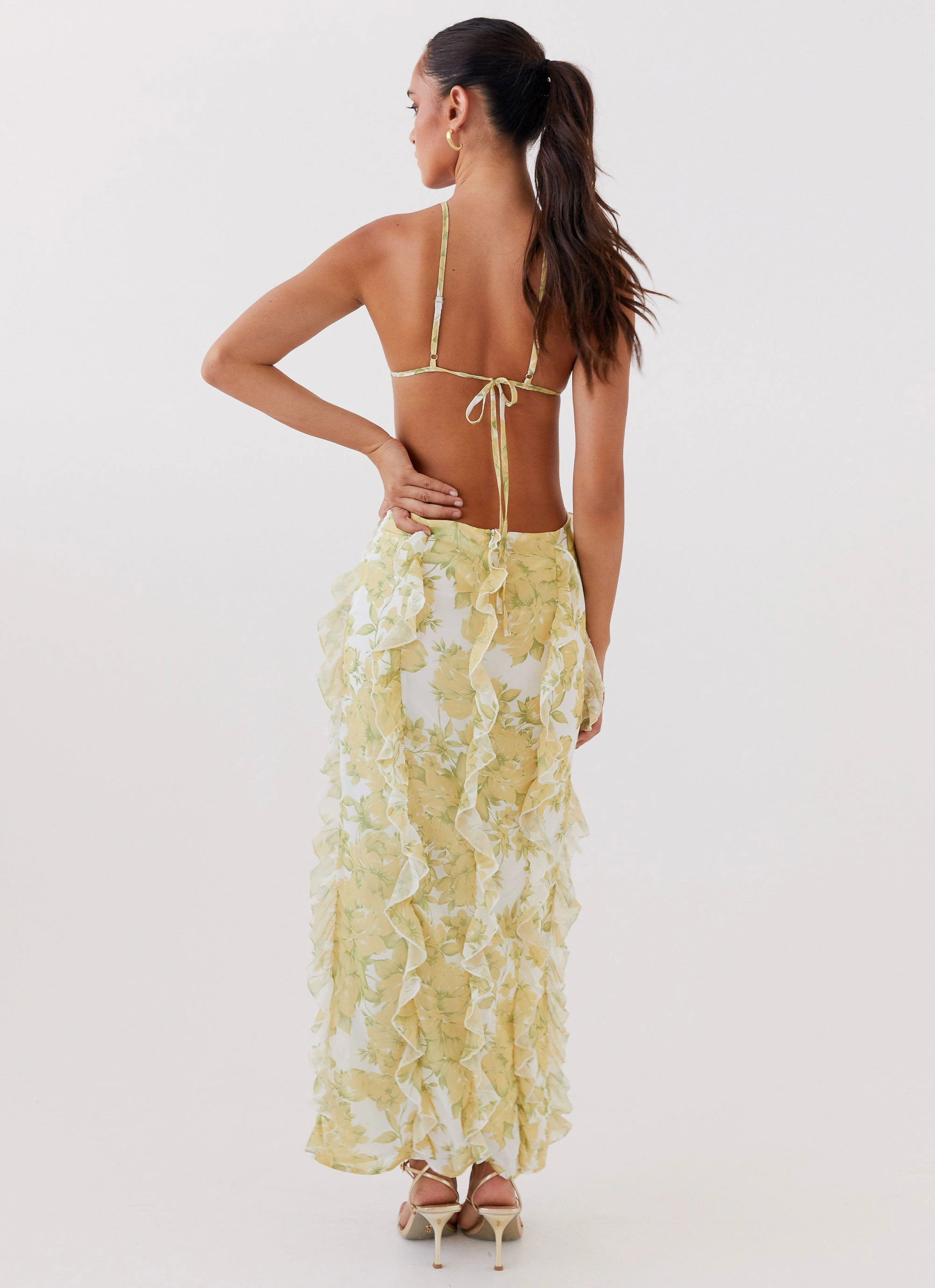 Sunset Kisses Ruffle Maxi Dress - Daffodil Day Ready Look Fashionable Style