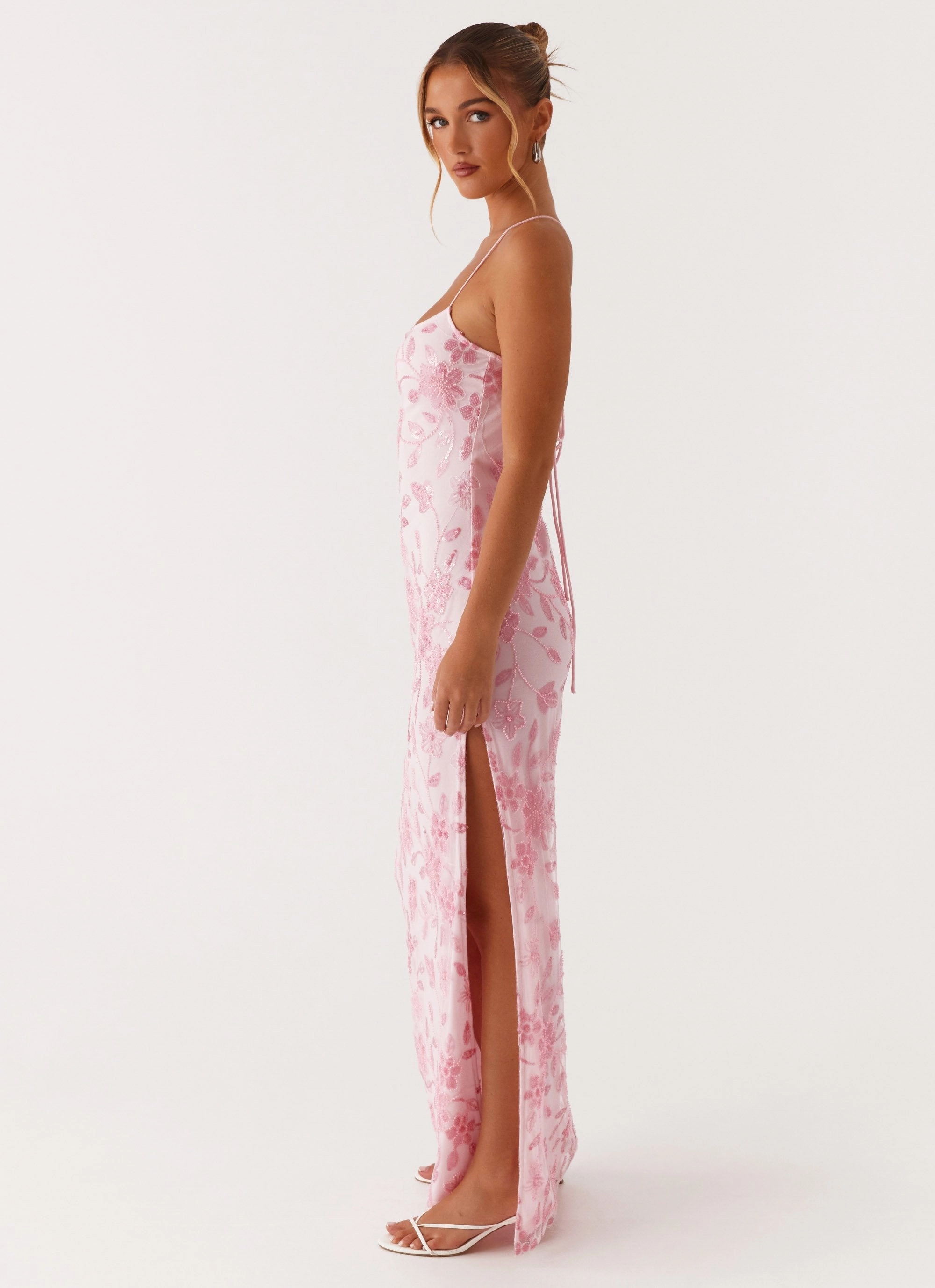 Light Mood Bright Lights Beaded Maxi Dress - Pink