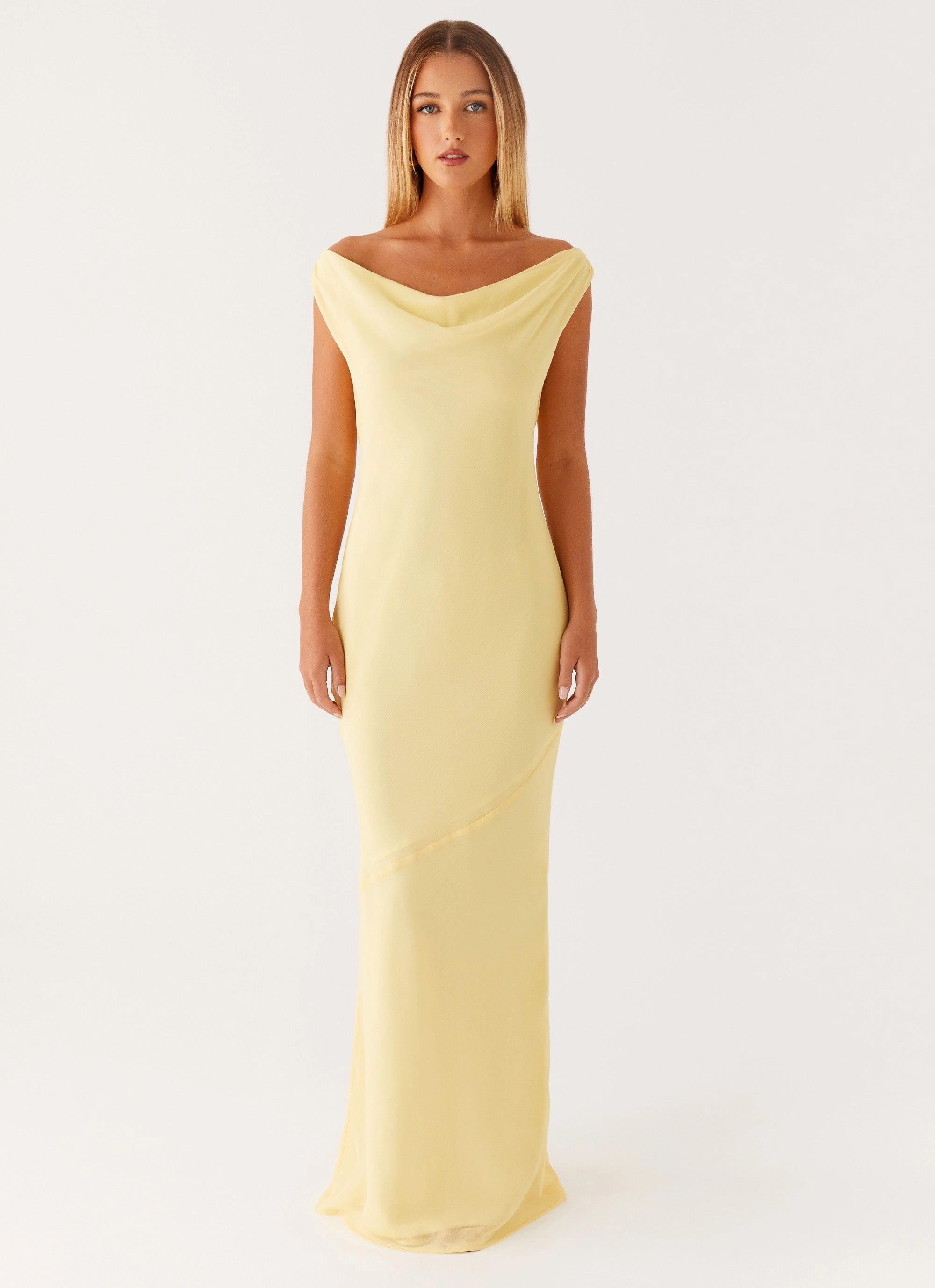 Brittany Chiffon Maxi Dress - Pastel Yellow Easy Layers Bold Mood