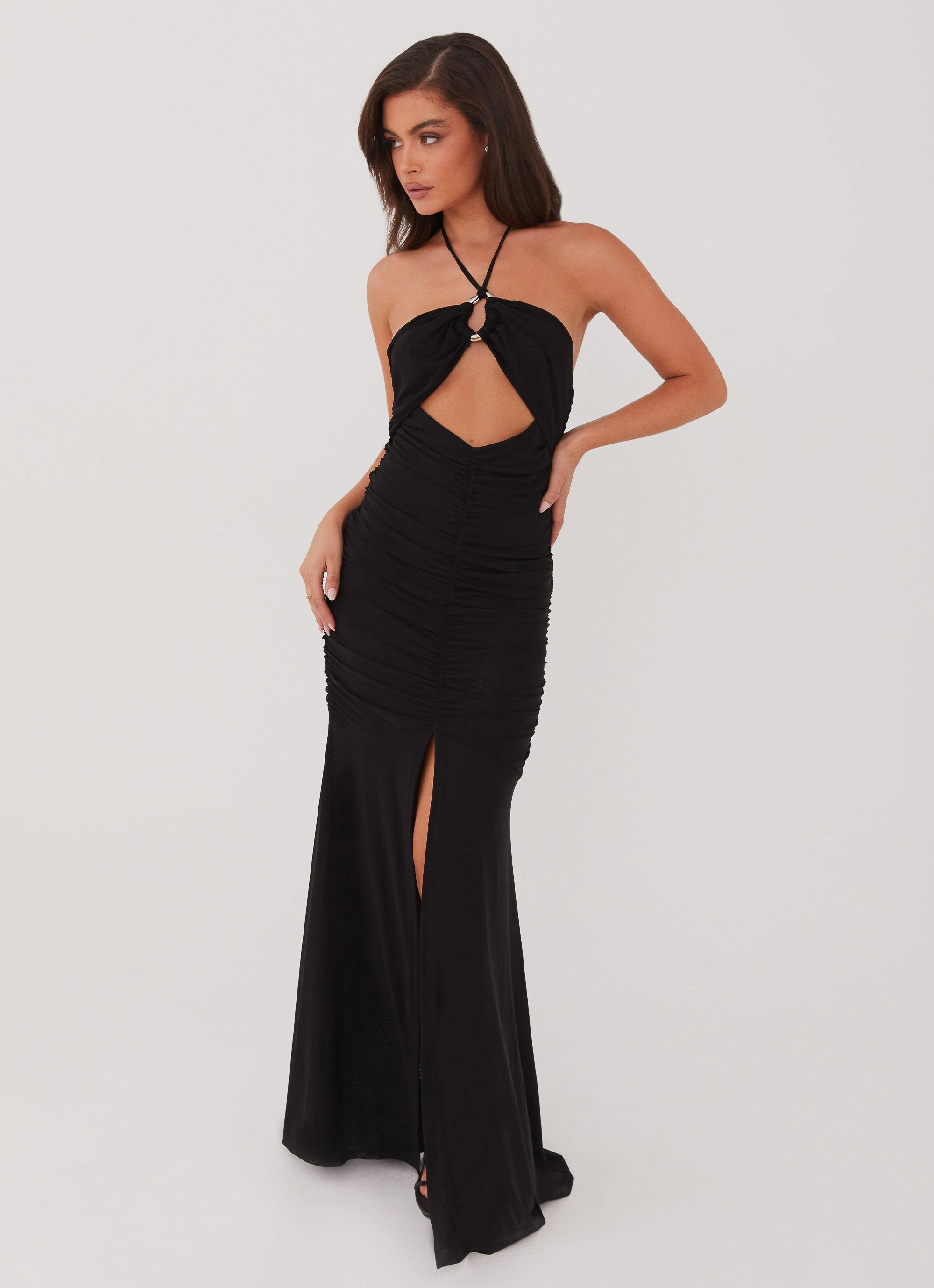 Edge Detail Fall Inspired Brynne Maxi Dress - Black