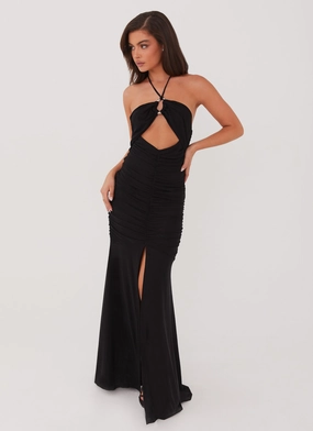 Edge Detail Fall Inspired Brynne Maxi Dress - Black
