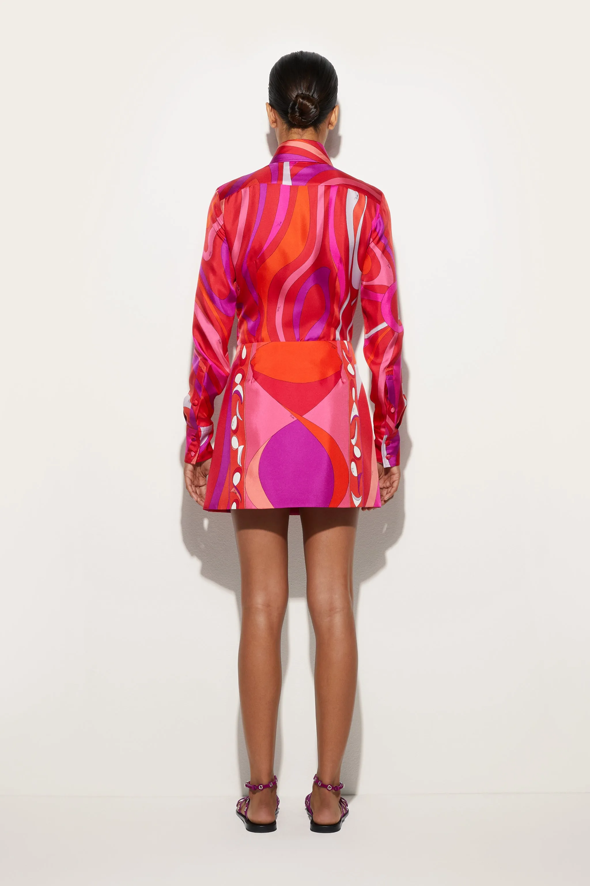 tailored look Lakeside Relaxation Marmo Print Silk Shirt