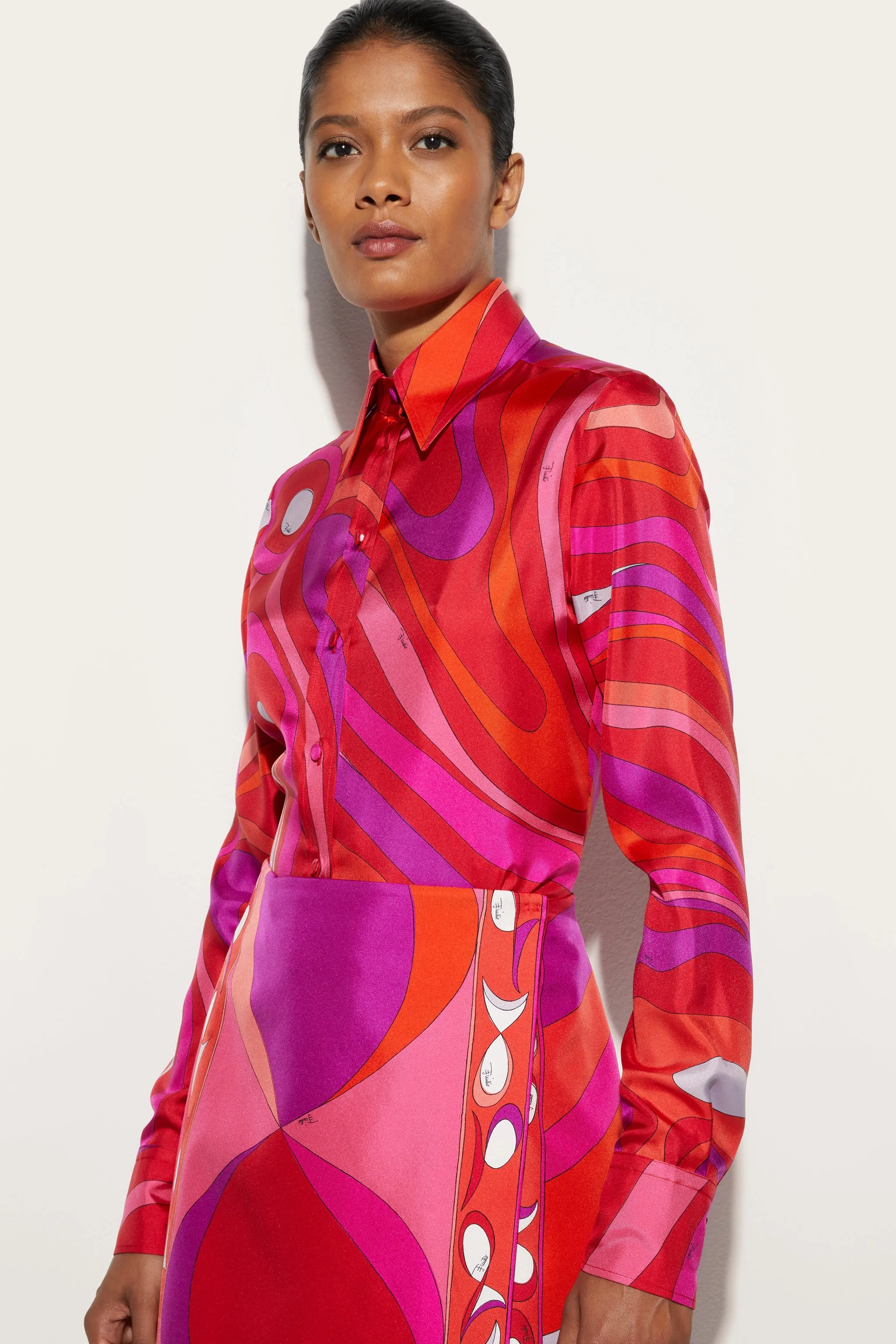 Marmo Print Silk Shirt Button-up