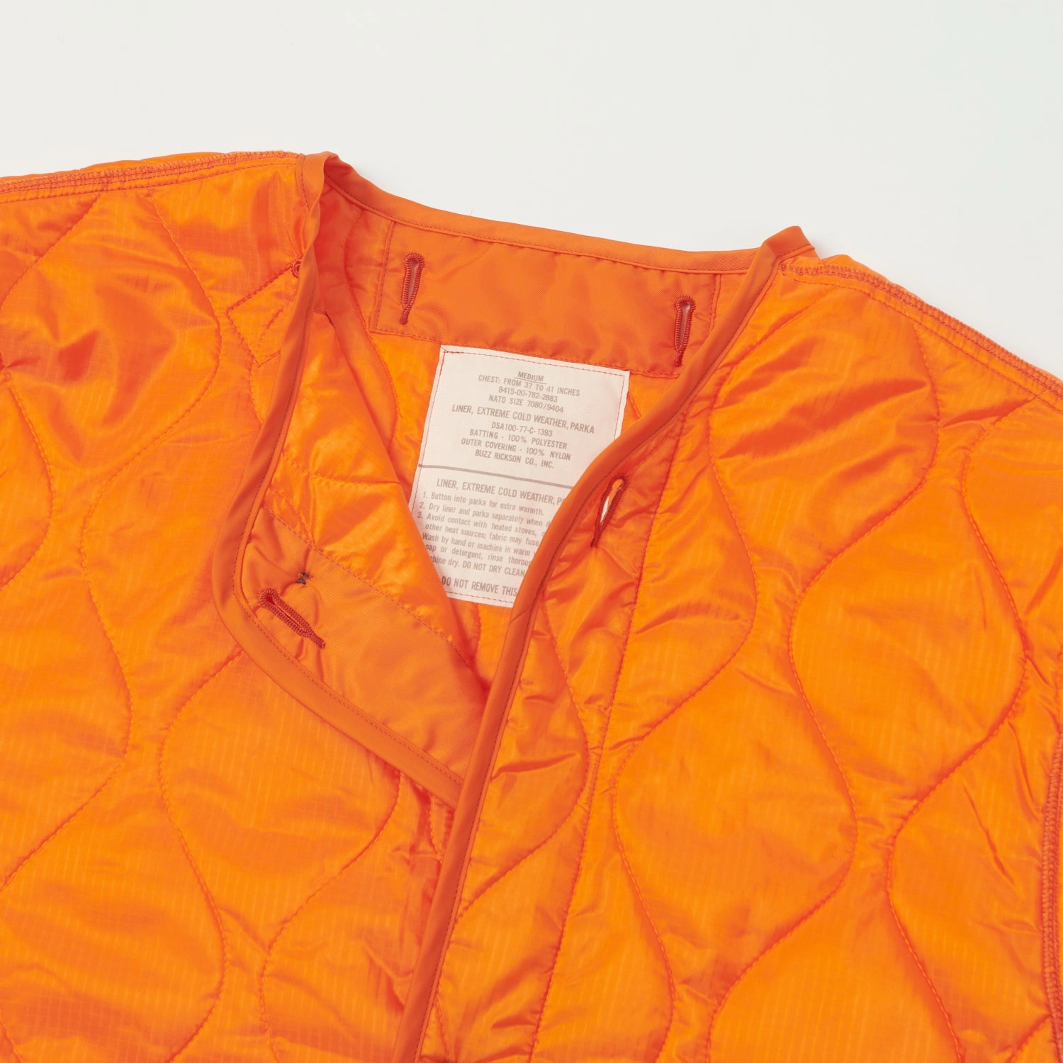 Congratulate Program Buzz Rickson's 'Extreme Cold Weather' Liner Jacket - Orange