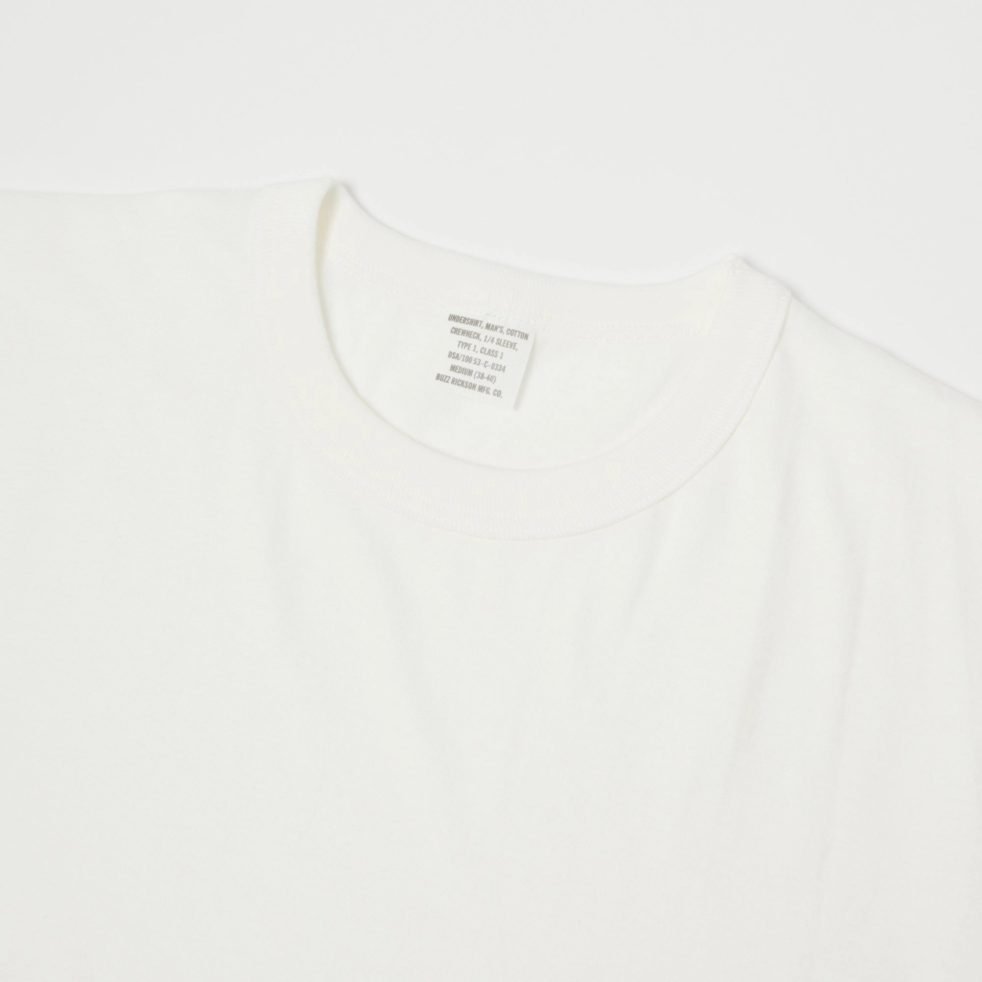 Buzz Rickson's 'Government Issue' T-Shirt - White Smooth Neckline V neck style