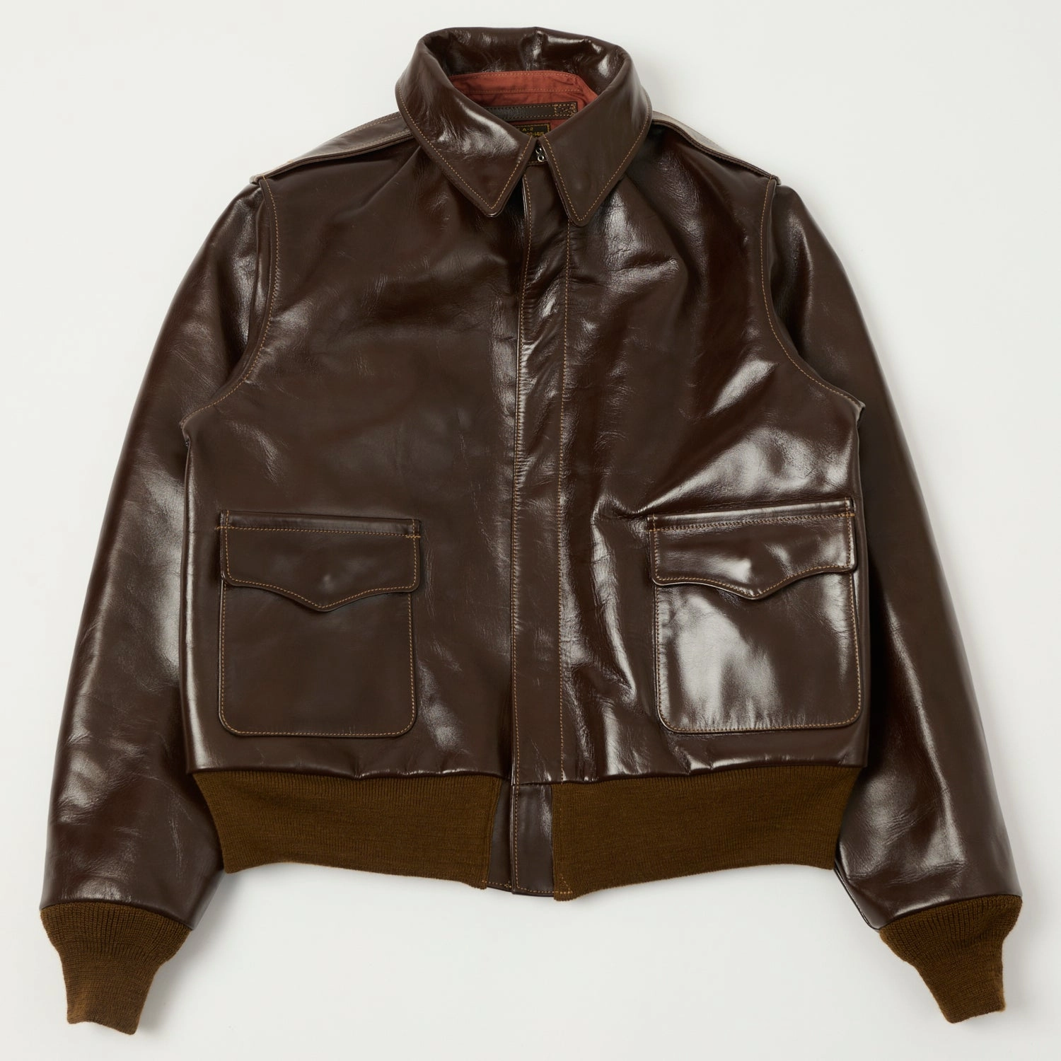 Buzz Rickson's A-2 'Rough Wear' Leather Flight Jacket - Brown Stretch Enhanced Mobility Peak Ready