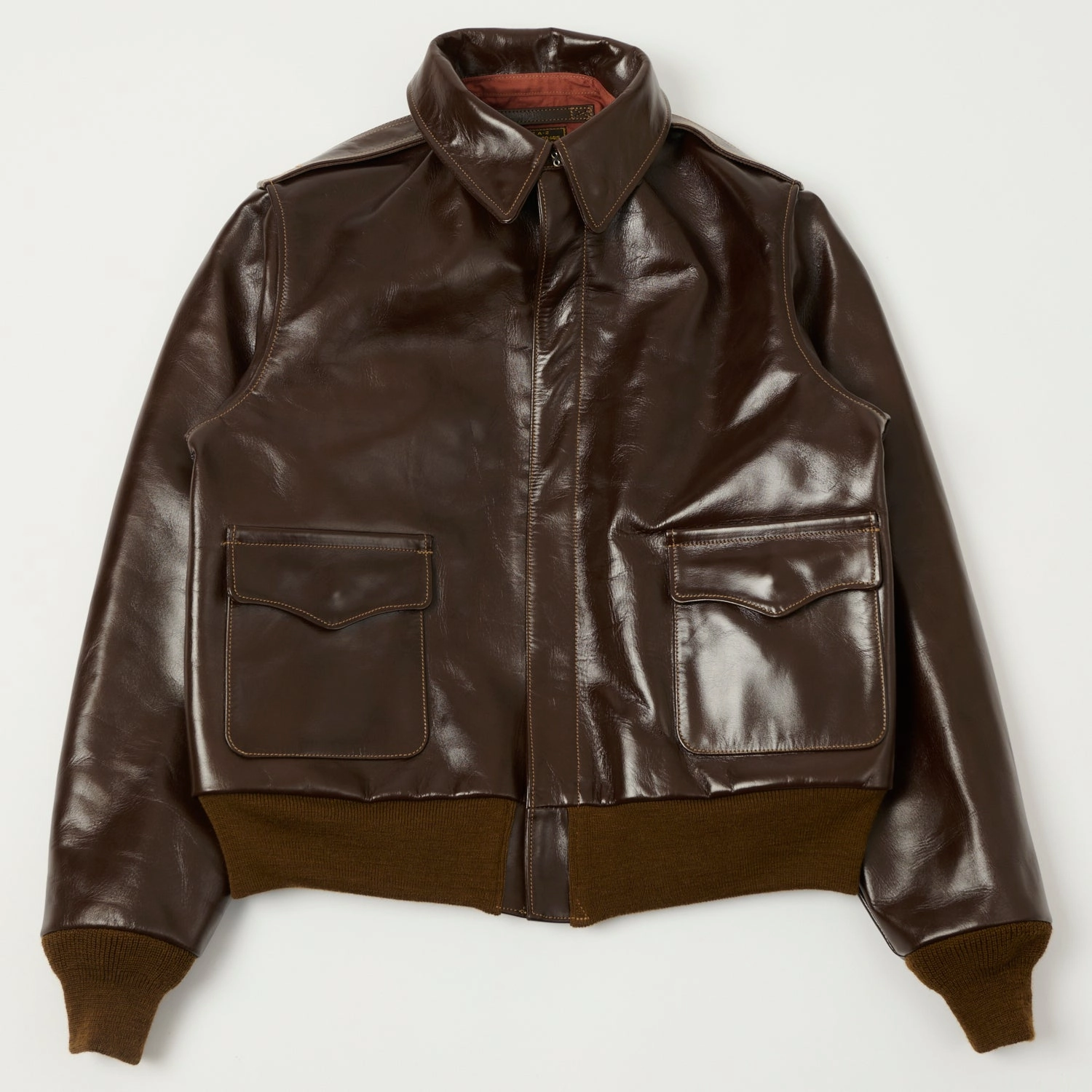 everyday staple Smart Casual Buzz Rickson's A-2 'Rough Wear' Leather Flight Jacket - Brown