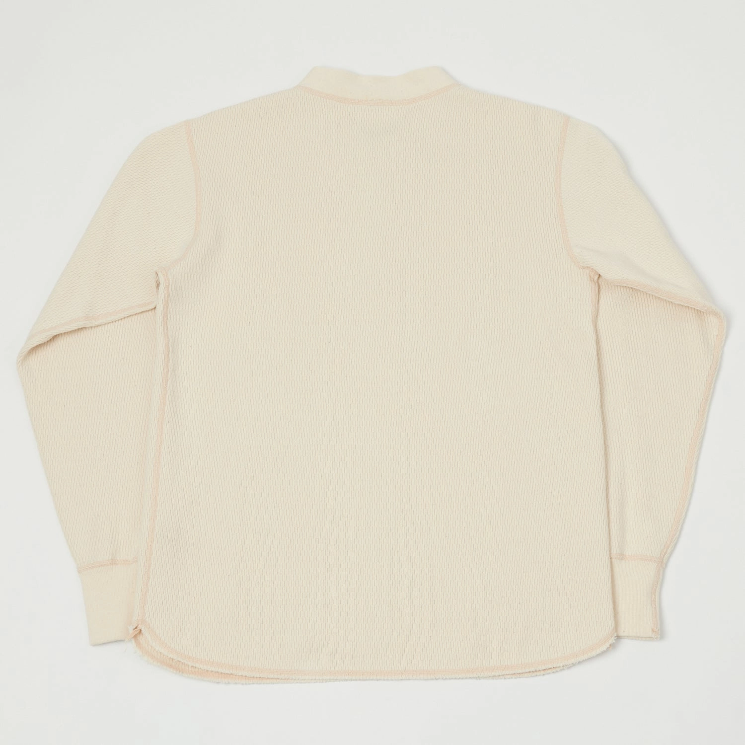 Linen blend Matte Look Buzz Rickson's Long Sleeve Thermal Henley - Natural