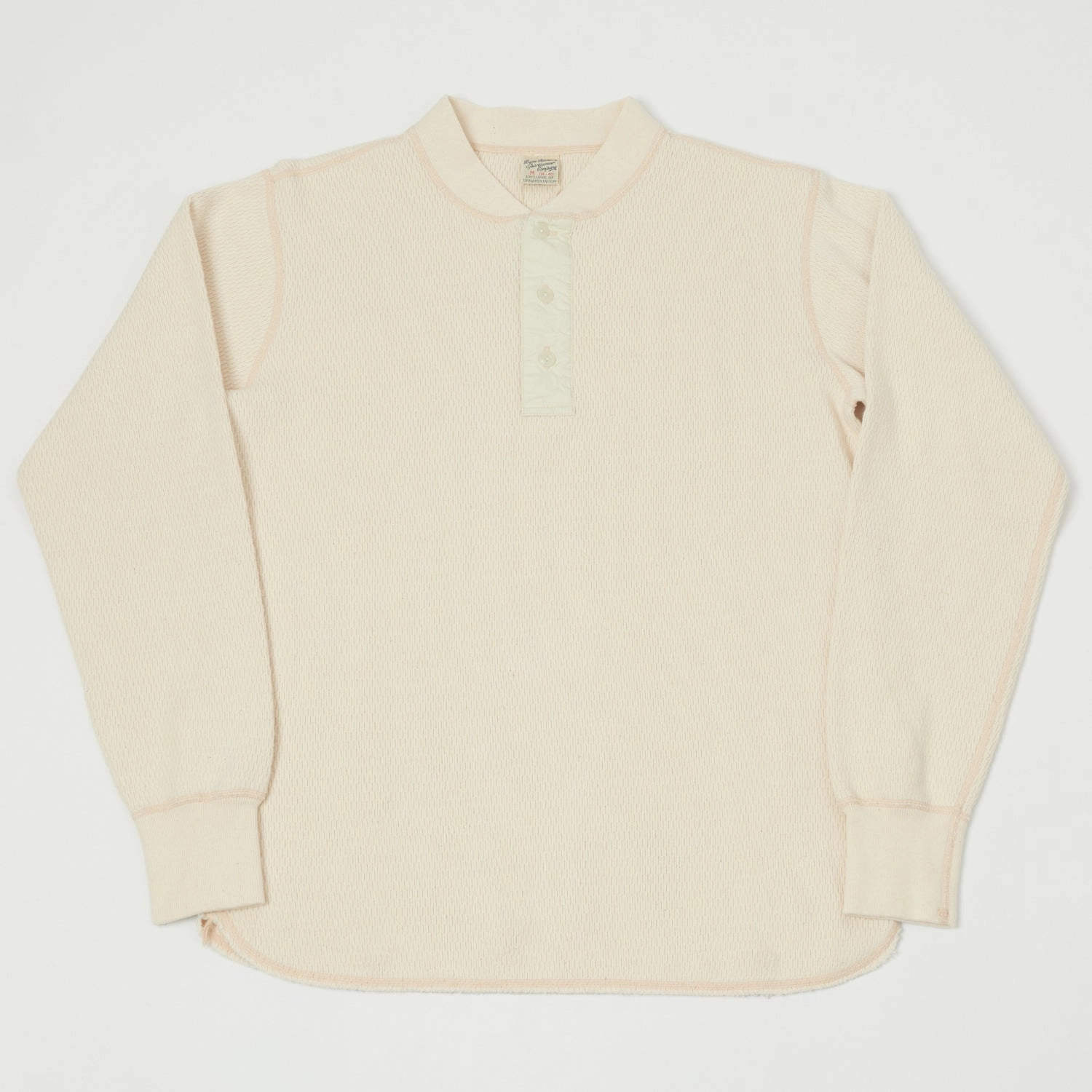 Buzz Rickson's Long Sleeve Thermal Henley - Natural Oversized Cut