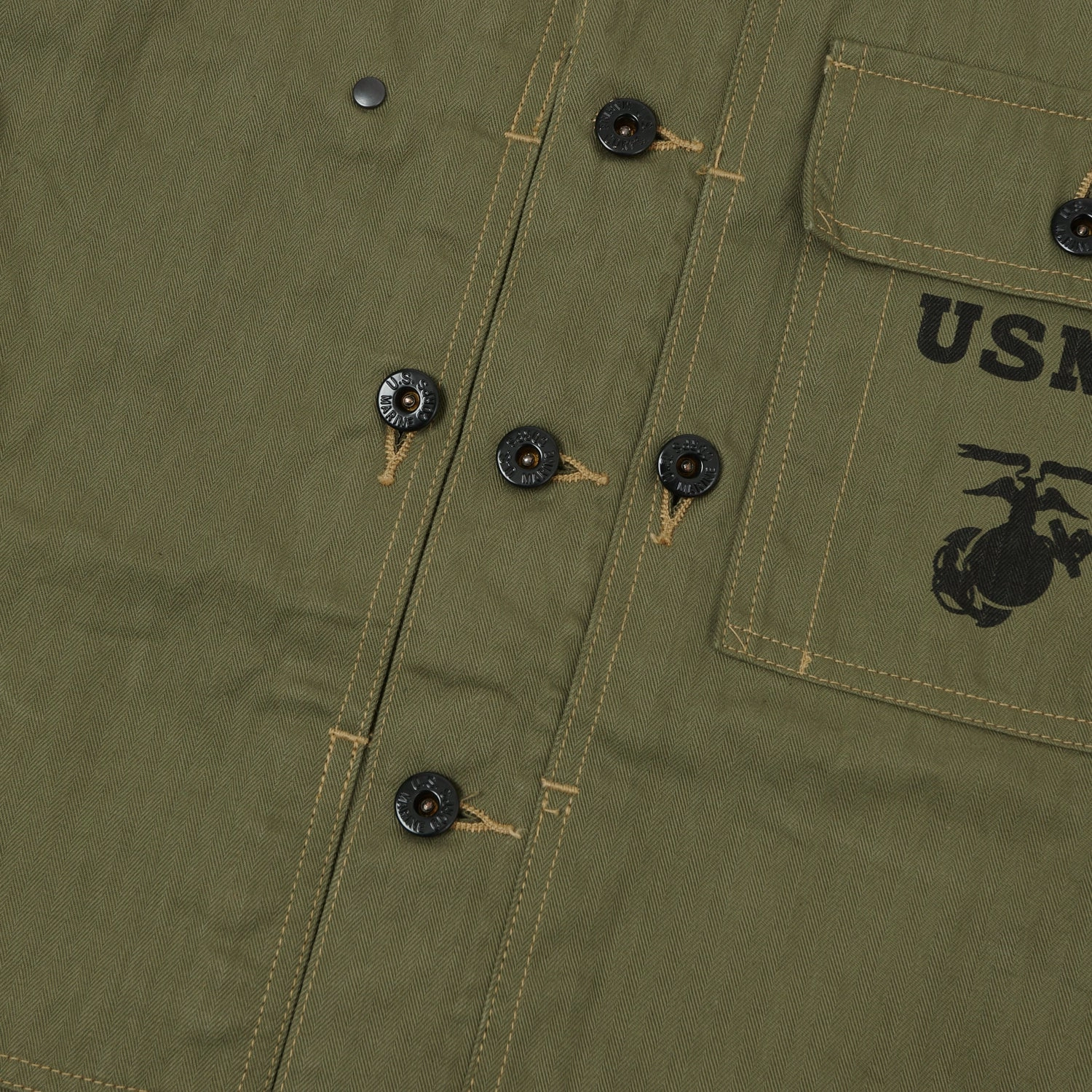 Buzz Rickson's M-1944 Herringbone Utility Jacket - Olive Multi Pocket Design Windproof Design