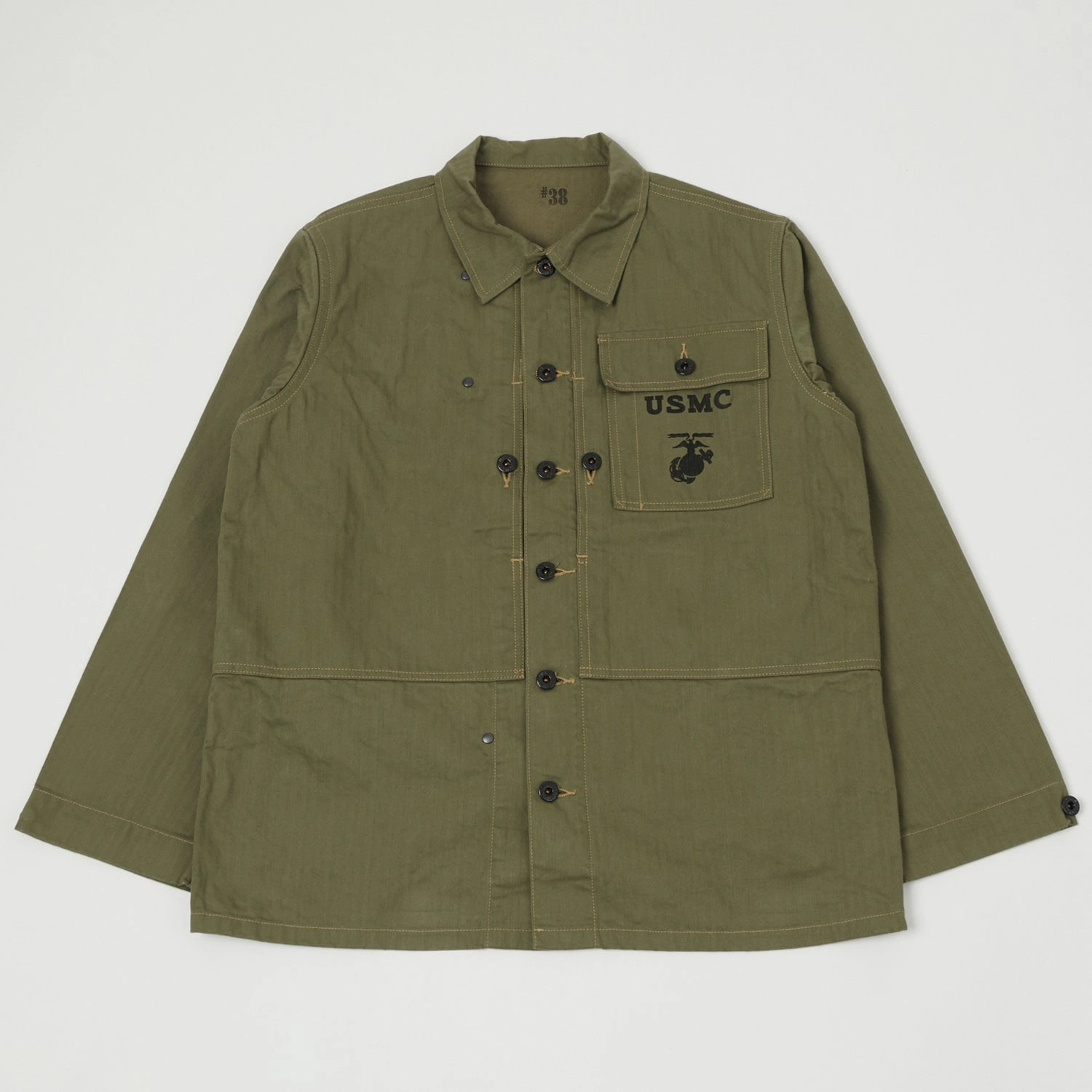 Buzz Rickson's M-1944 Herringbone Utility Jacket - Olive Wrinkle Resistant OdorControl Treatment