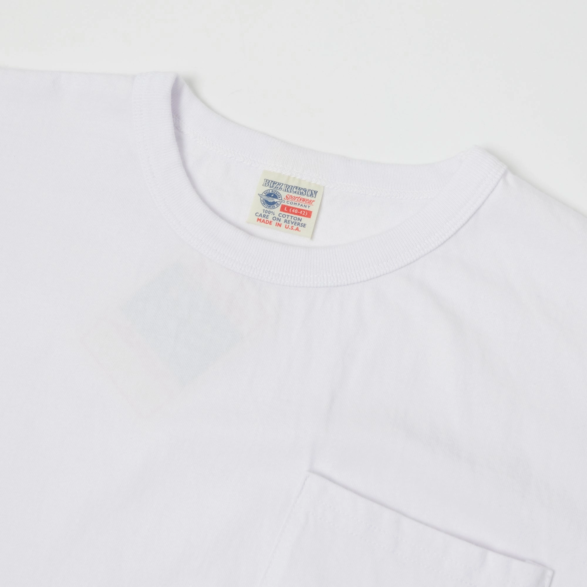 Buzz Rickson's Pocket T-Shirt - White Running Speed