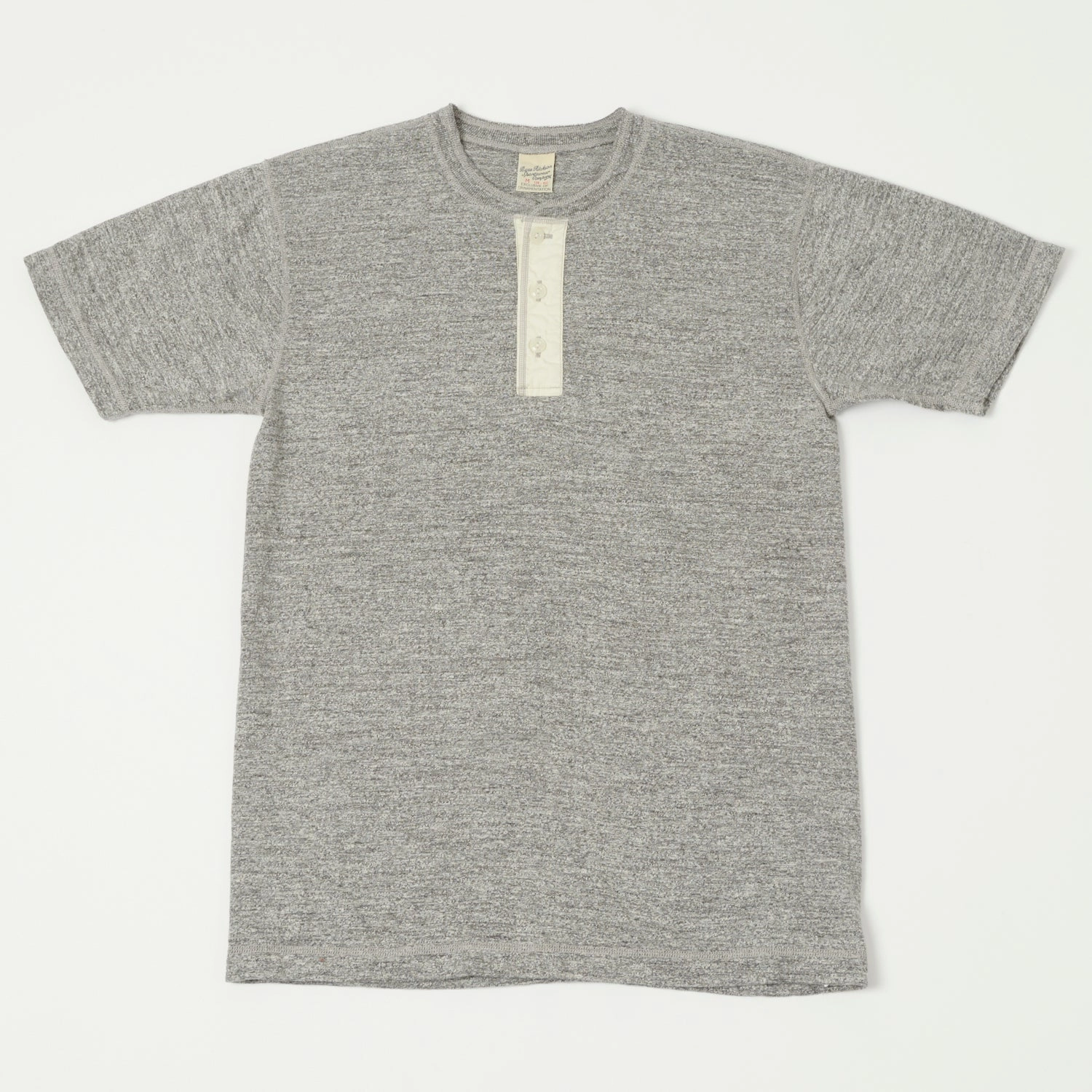 Buzz Rickson's Slub Henley T-Shirt - Grey Melange Active Comfort